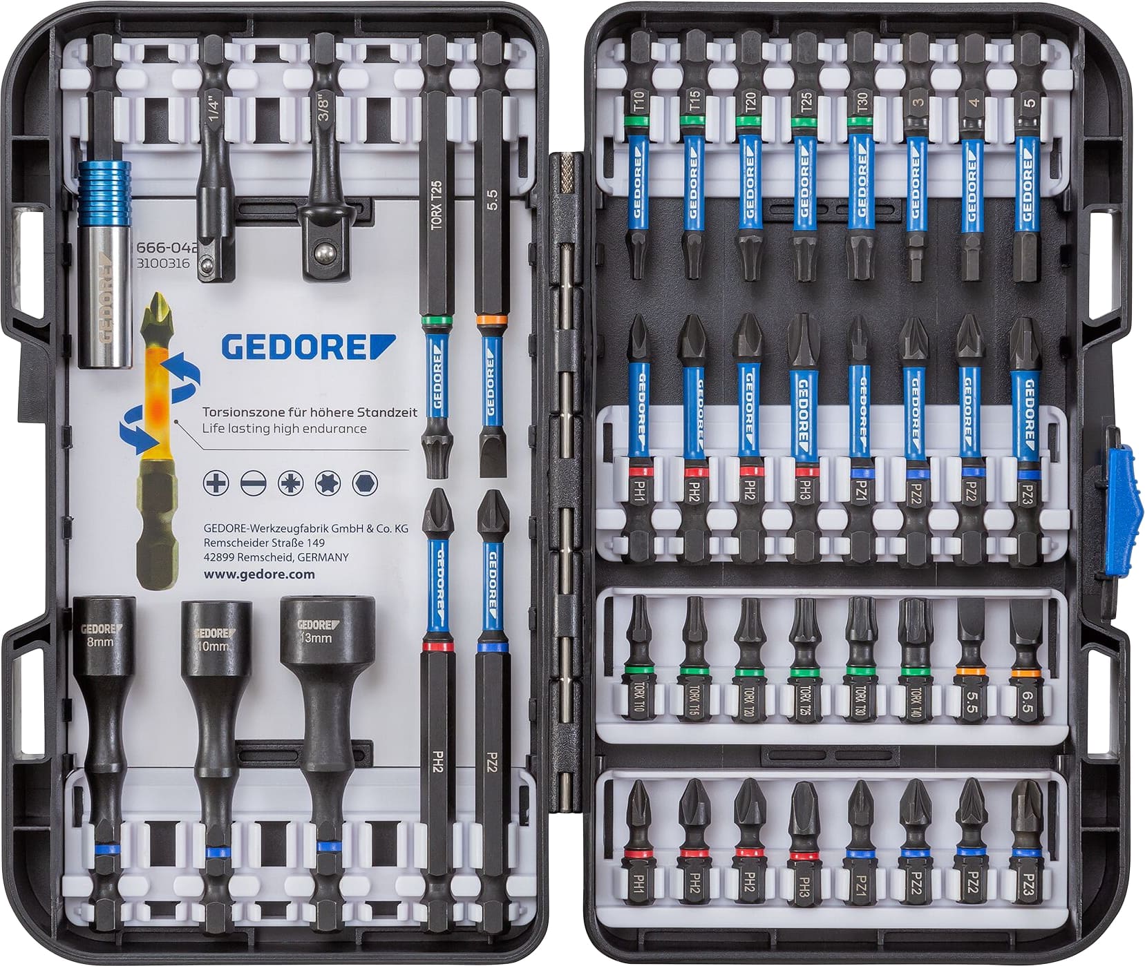 GEDORE BLAU Torsions-Bit-Set, 666-0,42, 42-teilig GEDORE BLAU Torsions-Bit-Set, 666-0,42, 42-teilig