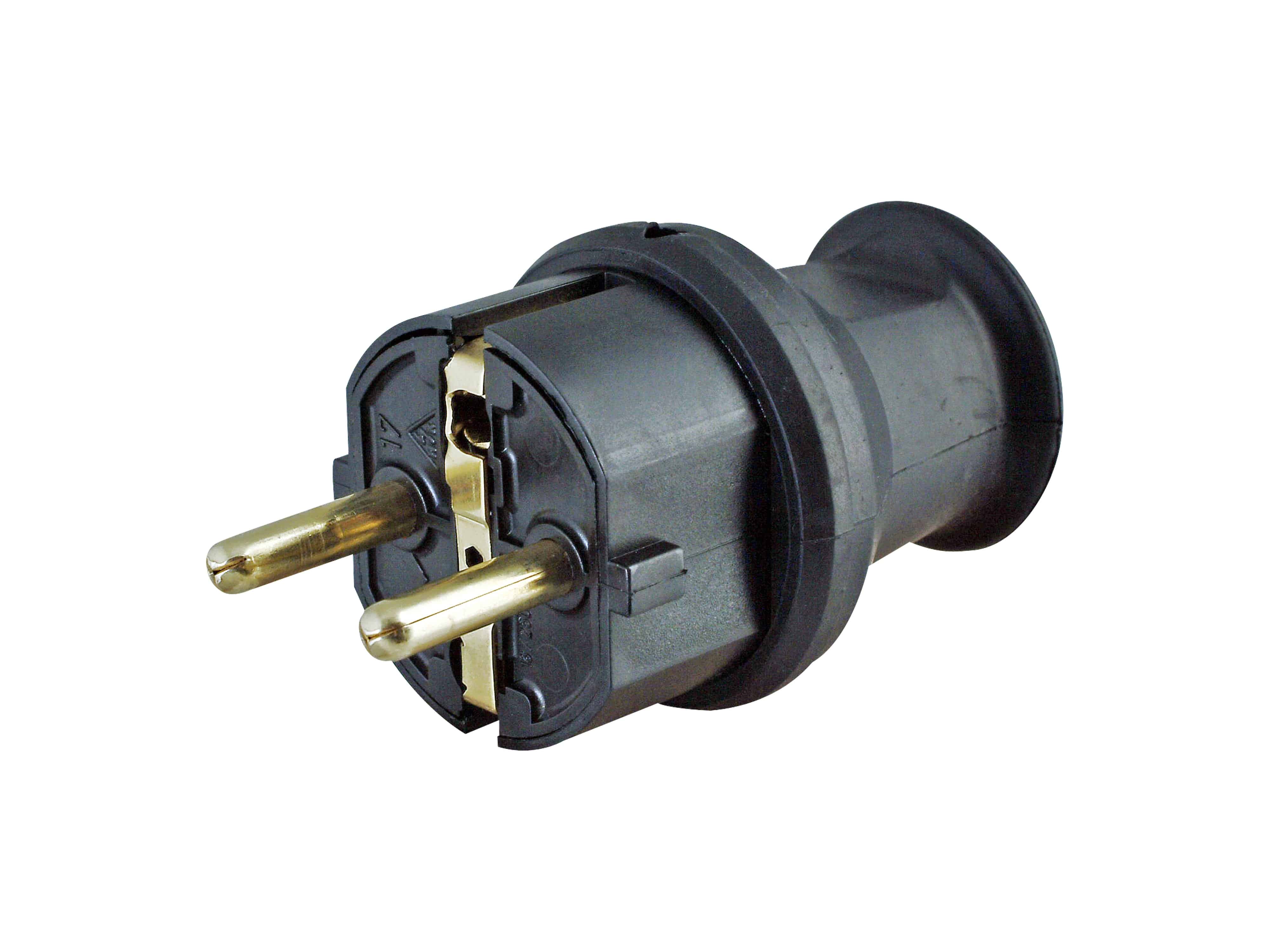 KOPP Schutzkontakt-Stecker 179716005 klein, mit Knickschutz, schwarz
