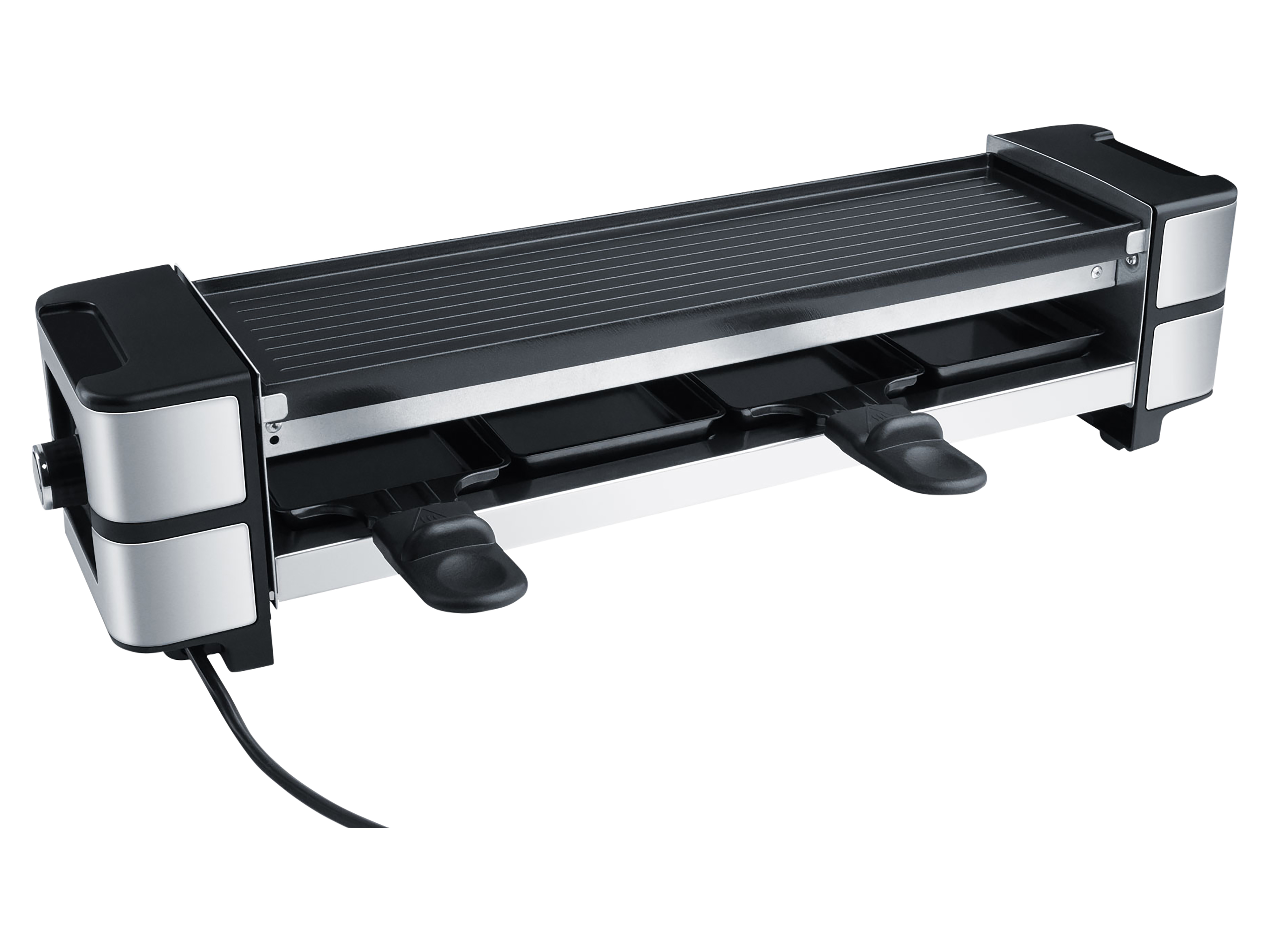 STEBA Guss-Raclette RC 140, PFAS-freie keramikbeschichtete Grillplatte, 4 Pfännchen