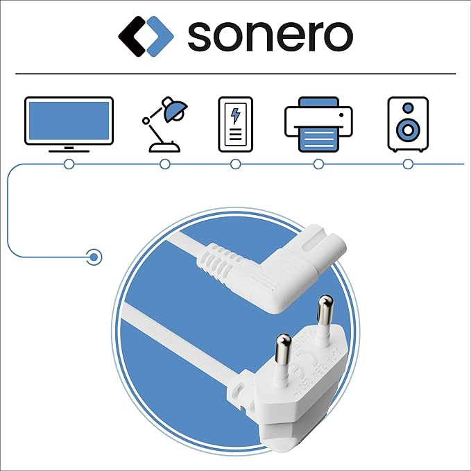 SONERO Netzkabel X-ESW-C7W-050W, Eurostecker, 90°, weiß, 5m SONERO Netzkabel X-ESW-C7W-050W, Eurostecker, 90°, weiß, 5m