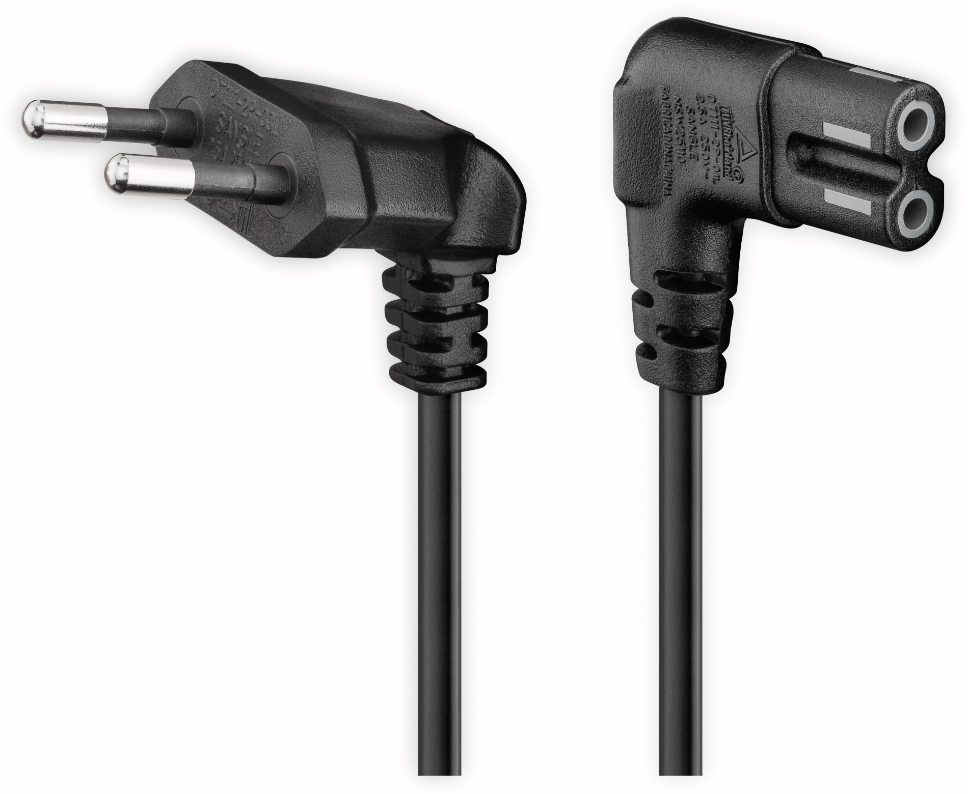 GOOBAY Euro-Netzkabel mit Doppelnutkupplung, schwarz, 5m, 90° GOOBAY Euro-Netzkabel mit Doppelnutkupplung, schwarz, 5m, 90°