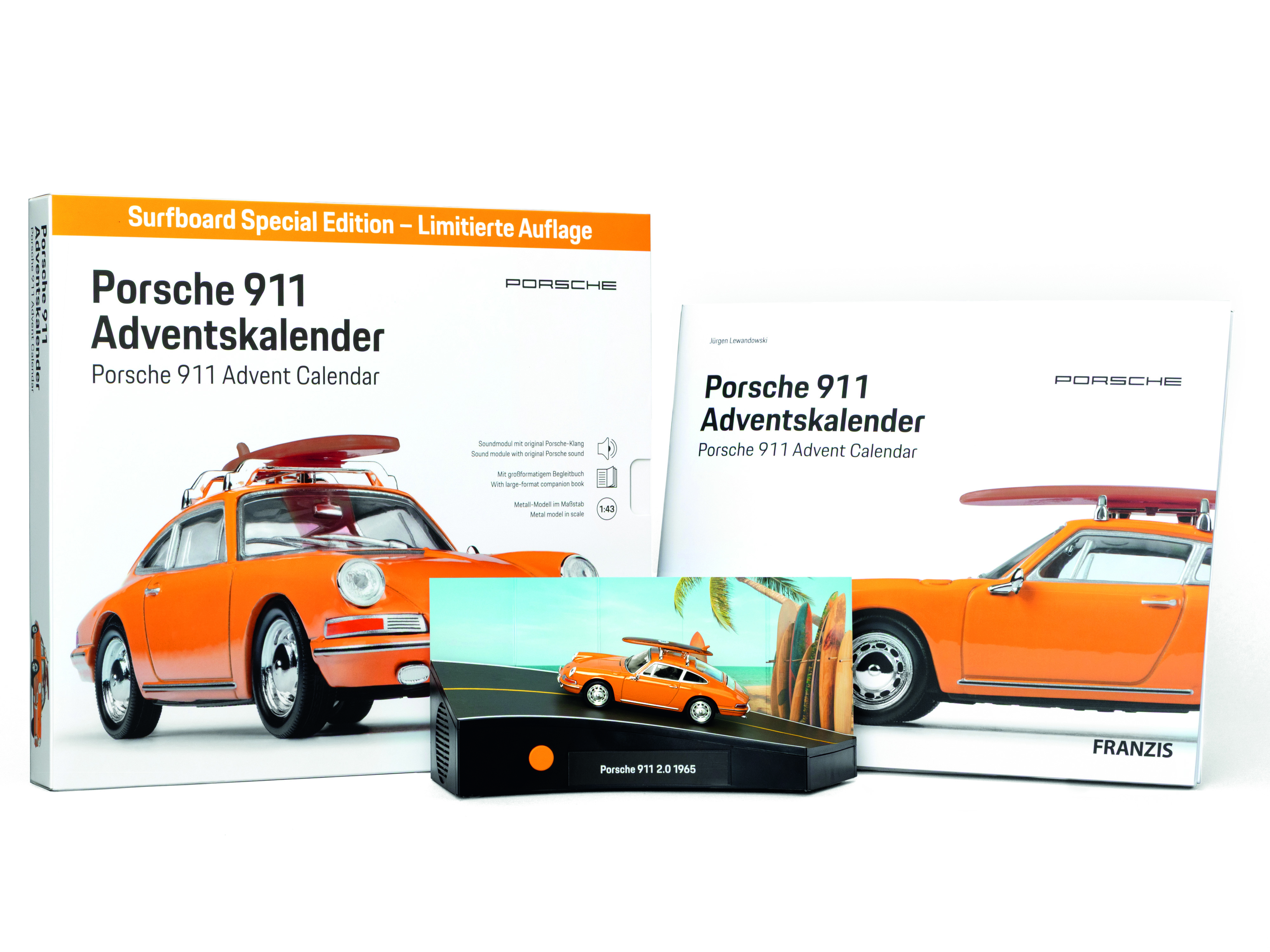 FRANZIS Porsche 911 Adventskalender Surfbrett 1:43 FRANZIS Porsche 911 Adventskalender Surfbrett 1:43