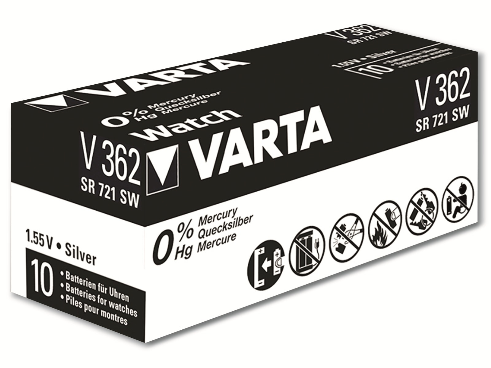 VARTA Knopfzelle Silver Oxide, 362 SR58,  1.55V, 10 Stück