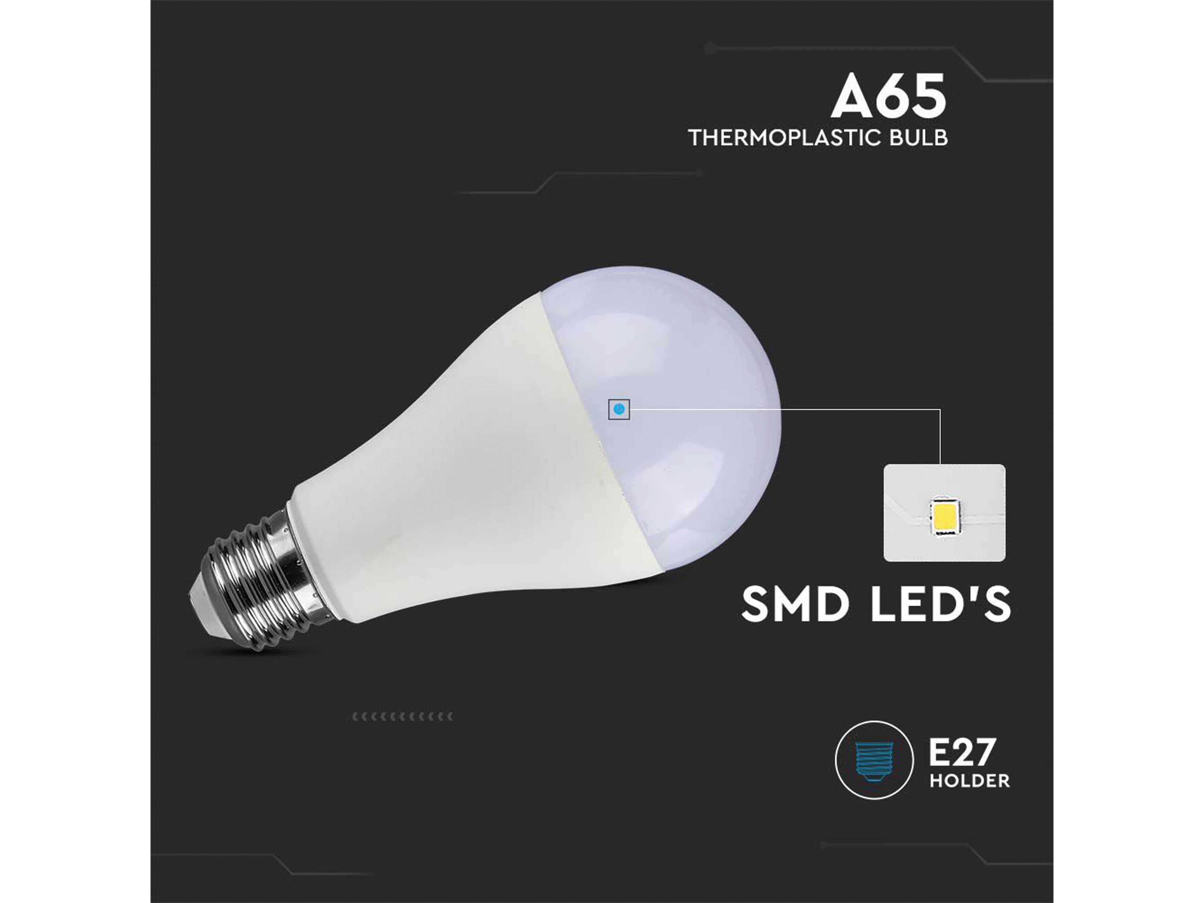 V-TAC LED-Lampe, Tropfenform, E27, EEK: F, 15W, 1521lm, 4000K, 10 Stück V-TAC LED-Lampe, Tropfenform, E27, EEK: F, 15W, 1521lm, 4000K, 10 Stück