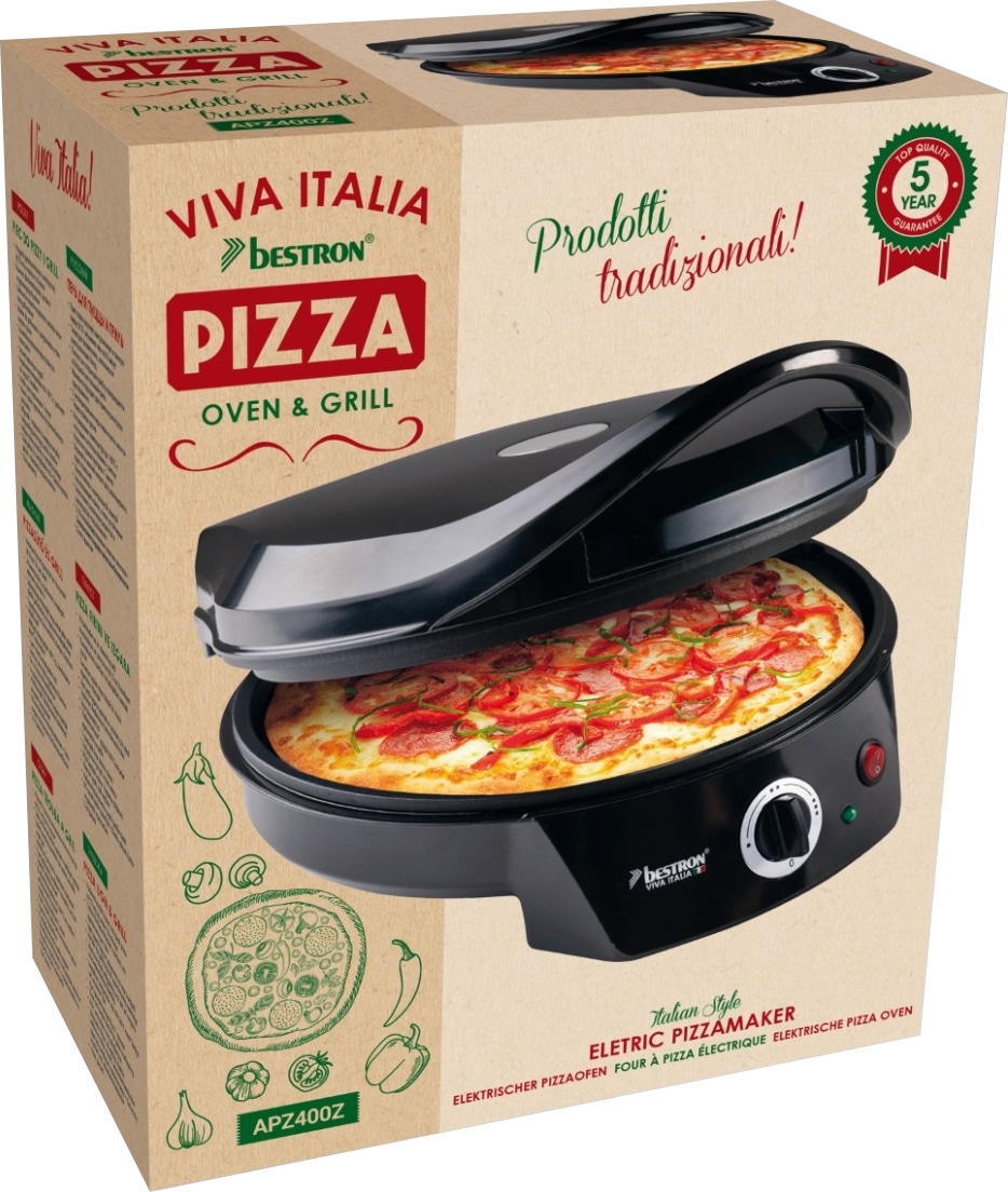 BESTRON Elektrischer Pizzaofen, APZ400Z, Pizza Maker, Ober-/Unterhitze