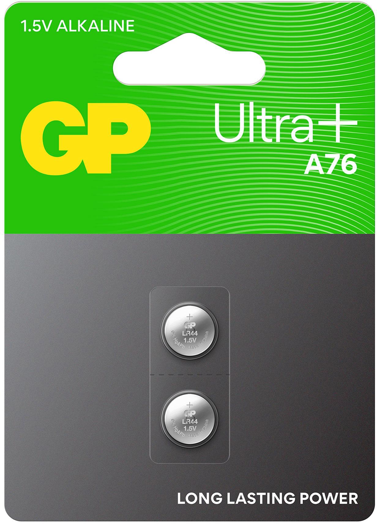 GP Knopfzelle LR44, Alkaline, 1,5 V-, 2 Stück