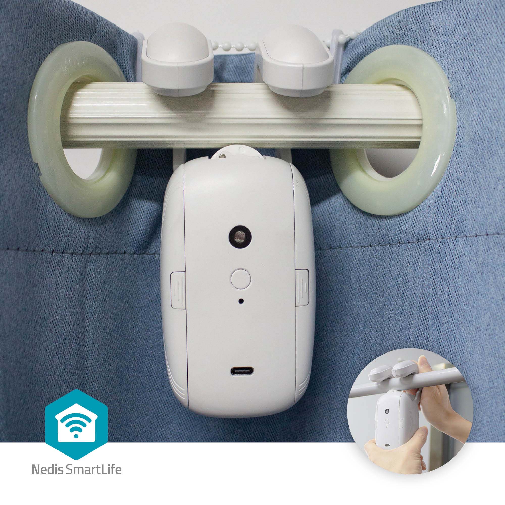 NEDIS Vorhangroboter SmartLife, USB-/Batteriebetrieben, Stangenschiene, weiß