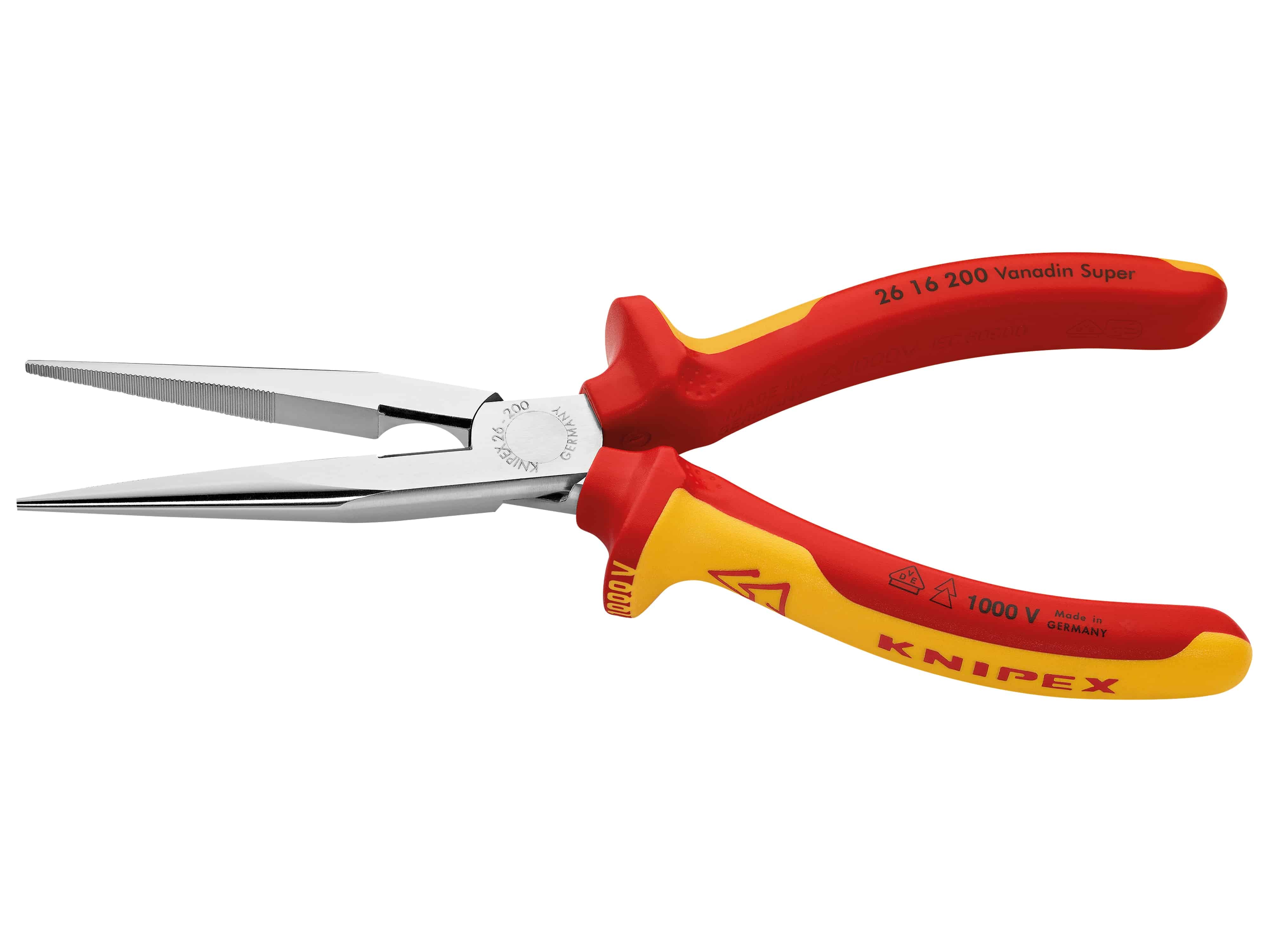 KNIPEX Flachrundzange mit Schneide, gerade, VDE-geprüft, 26 16 200