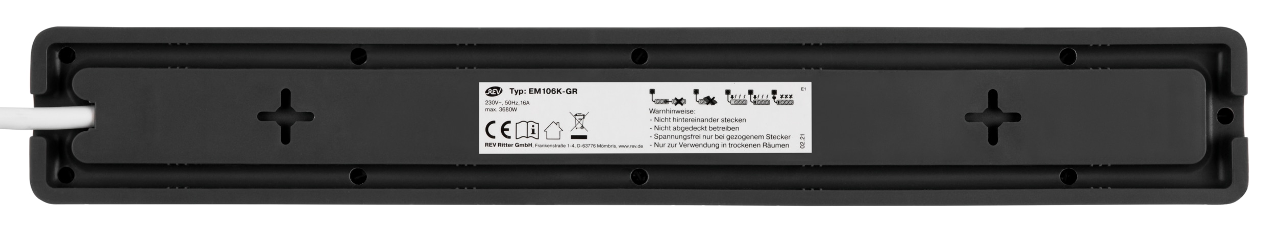 REV Steckdosenleiste Combini, 6-fach, 1,4 m, weiß/schwarz REV Steckdosenleiste Combini, 6-fach, 1,4 m, weiß/schwarz