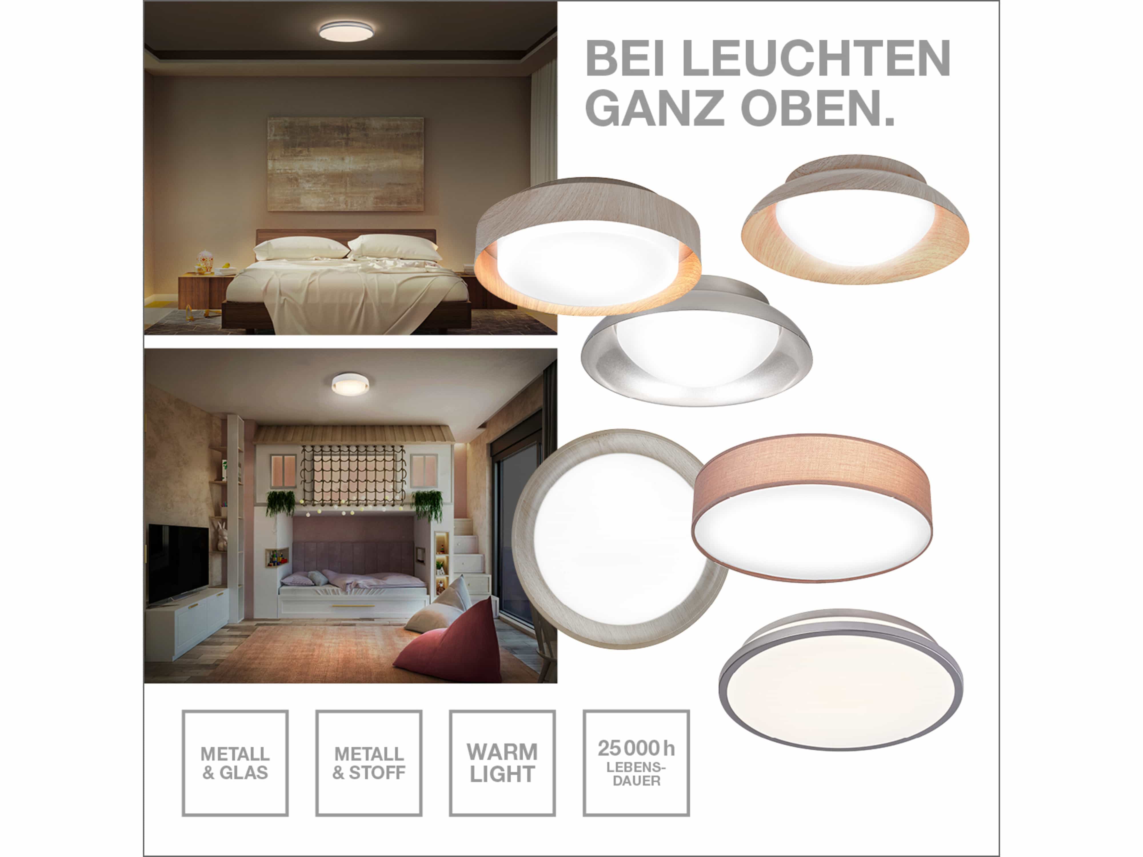 OSRAM LED-Deckenleuchte, 16W, 3000K, 1000lm, warmweiß, IP20, silber, Ø30 cm