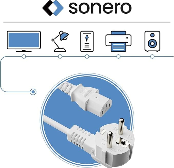 SONERO Netzkabel Schutzkontaktstecker, X-SKW-C13G-030W, 90°, weiß, 3m SONERO Netzkabel Schutzkontaktstecker, X-SKW-C13G-030W, 90°, weiß, 3m