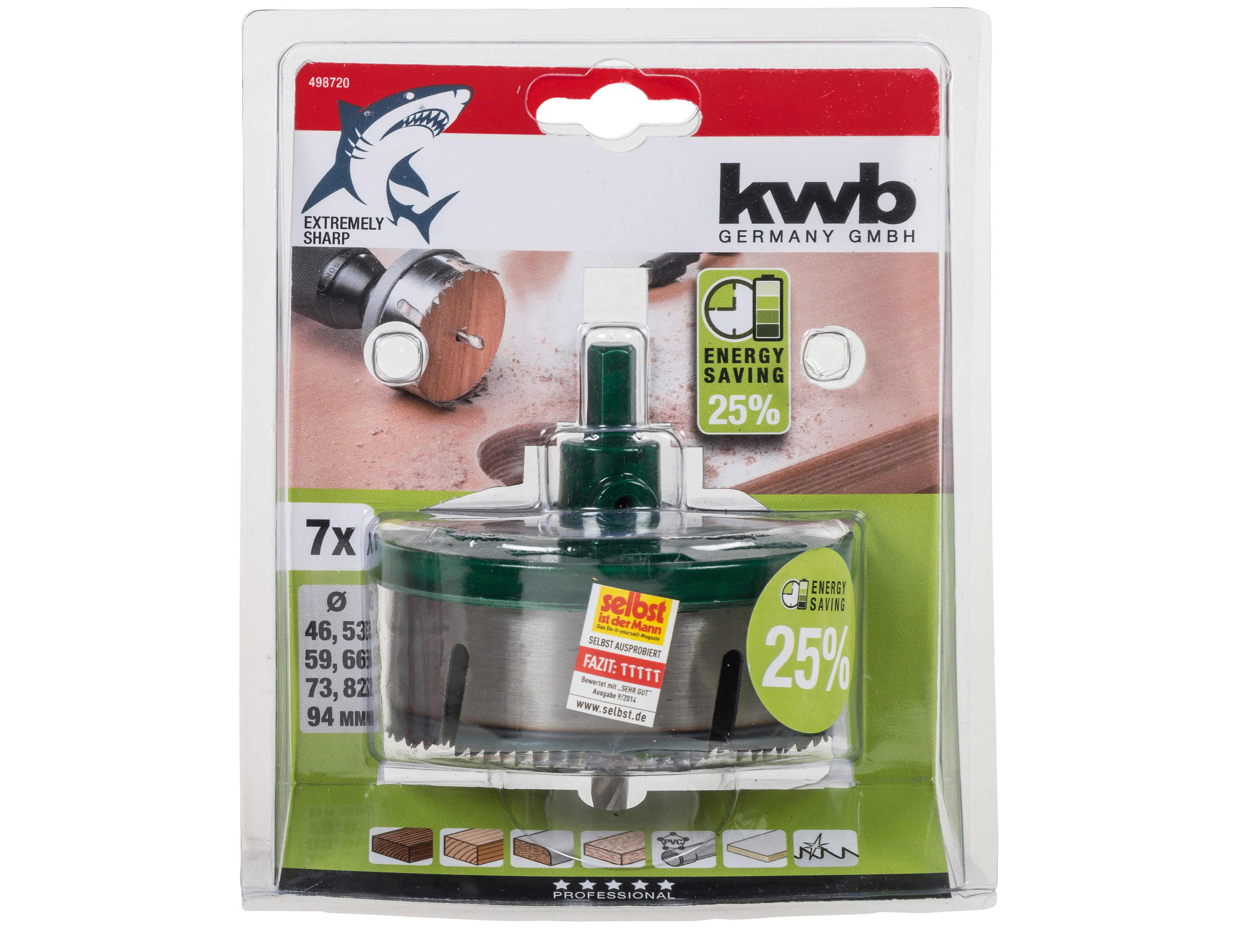 KWB Mehrkranz-Lochsäge, 498720, 46...94 mm, 7-teilig