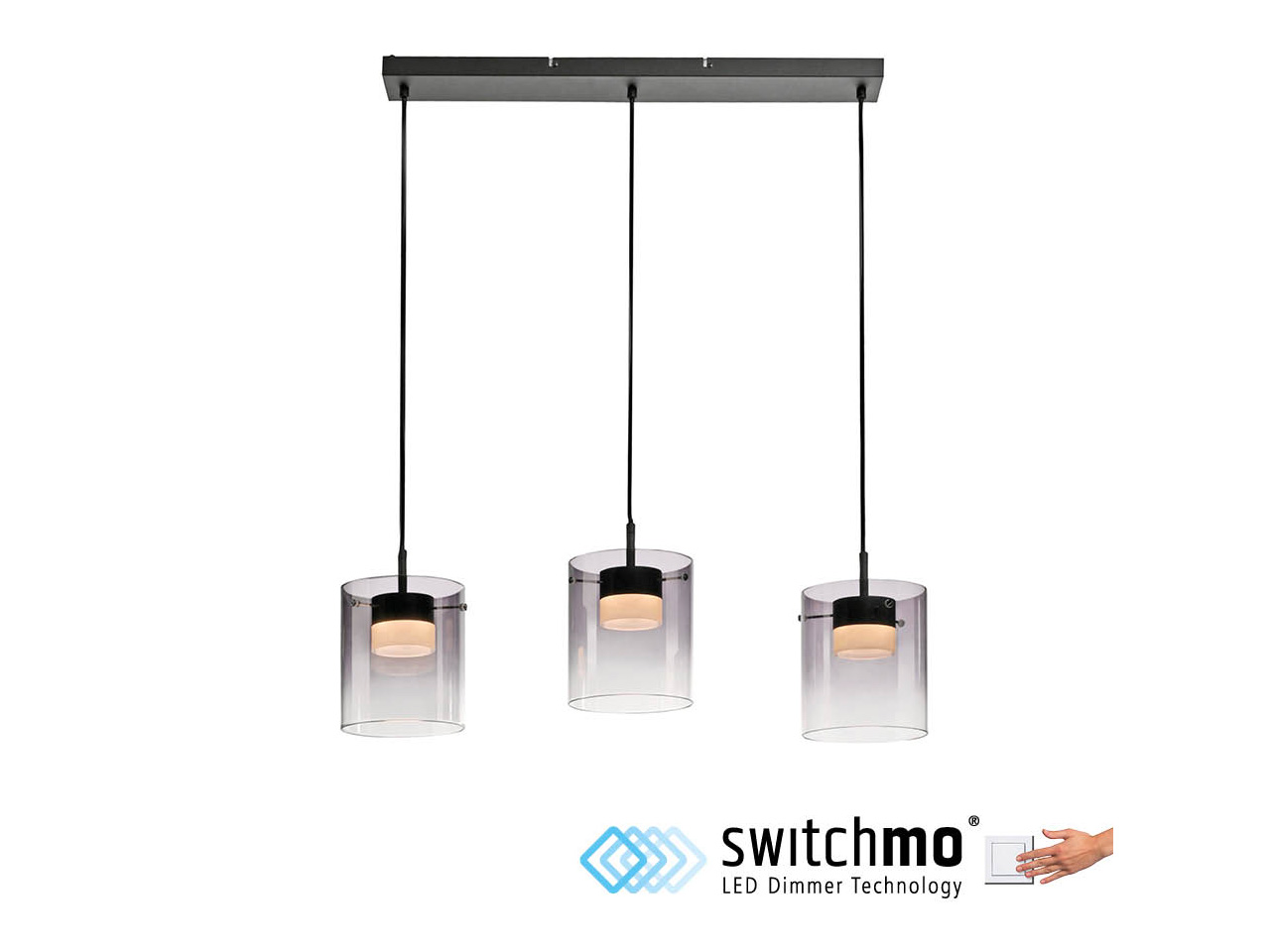 JUST LIGHT LED-Pendelleuchte 14043-18, 7,5W, 800lm, 3000K, schwarz