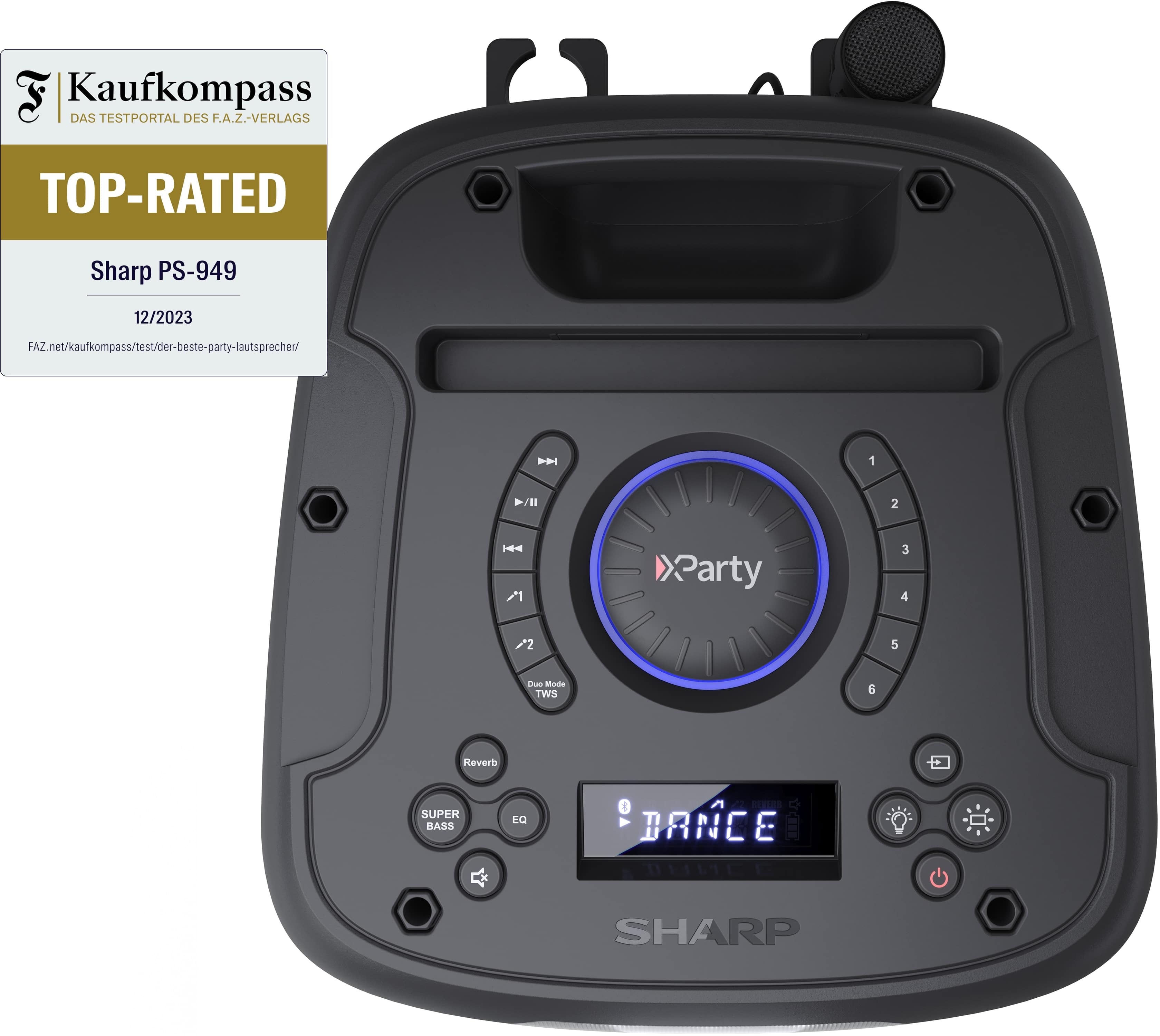SHARP Party-Lautsprecher PS-949, tragbar, Bluetooth, USB, MP3, 132 W SHARP Party-Lautsprecher PS-949, tragbar, Bluetooth, USB, MP3, 132 W