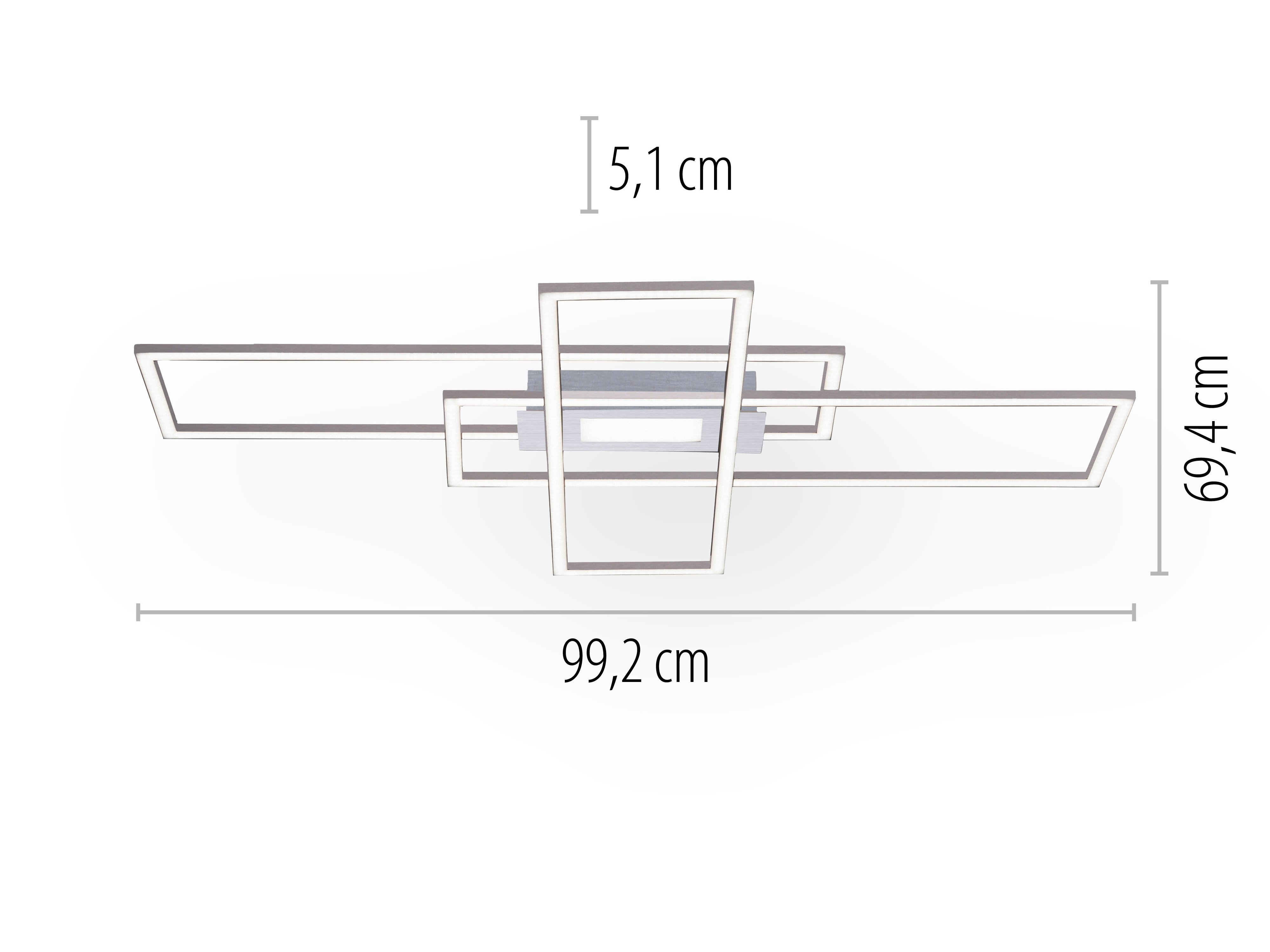 JUST LIGHT LED-Deckenleuchte 14693-55, 45W, 5500lm, silber