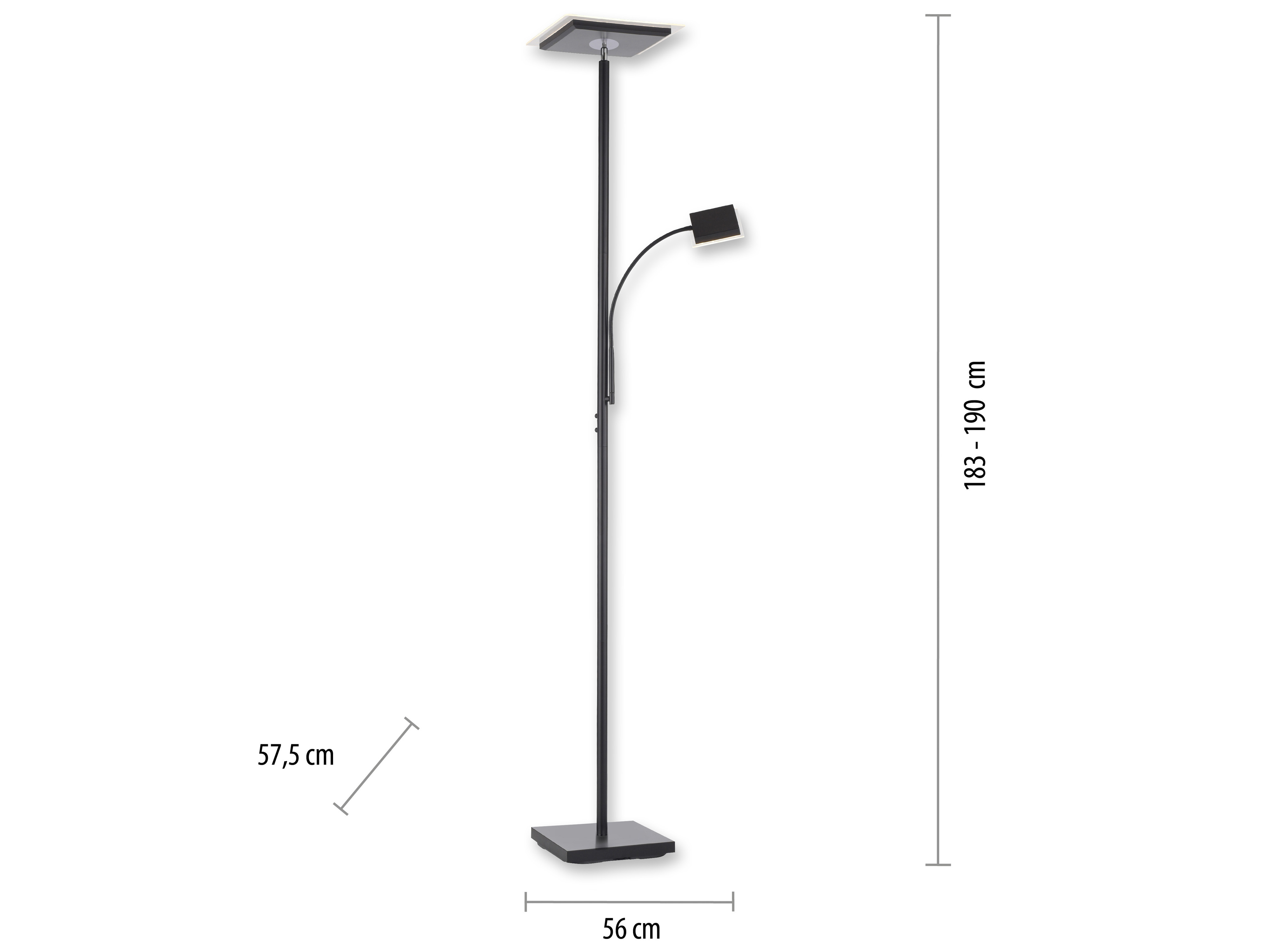 JUST LIGHT LED-Stehleuchte 11710-18 schwarz, 26 W, 2900 lm, 3000 K