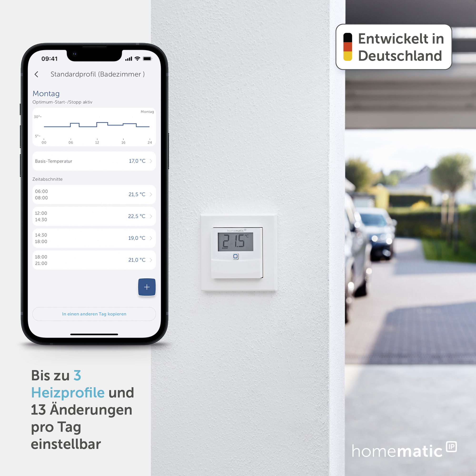 HOMEMATIC IP Smart Home 150180A0, Temp. und Luftfeucht. Sensor mit Display