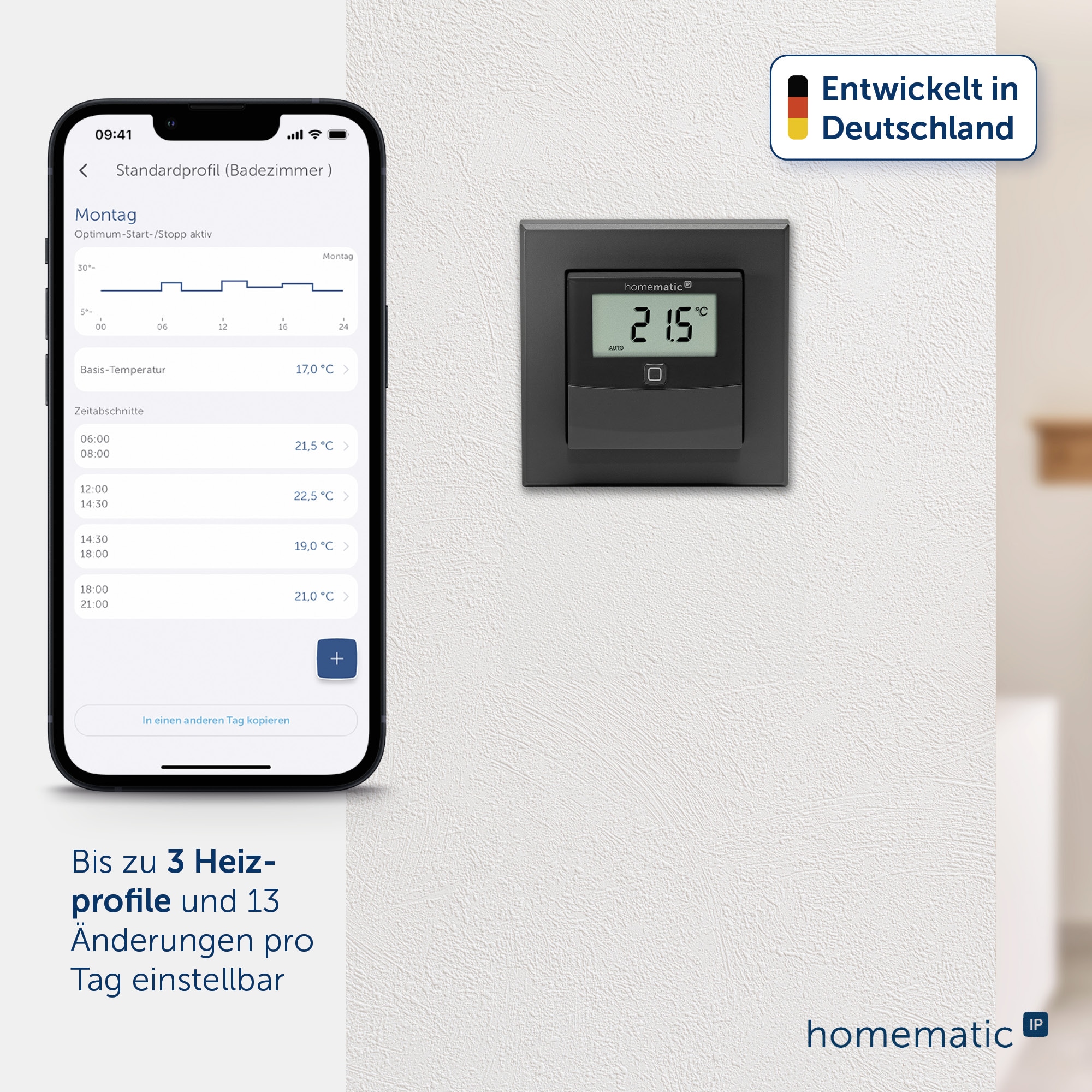 HOMEMATIC IP Smart Home 150180A0, Temp. und Luftfeucht. Sensor mit Display