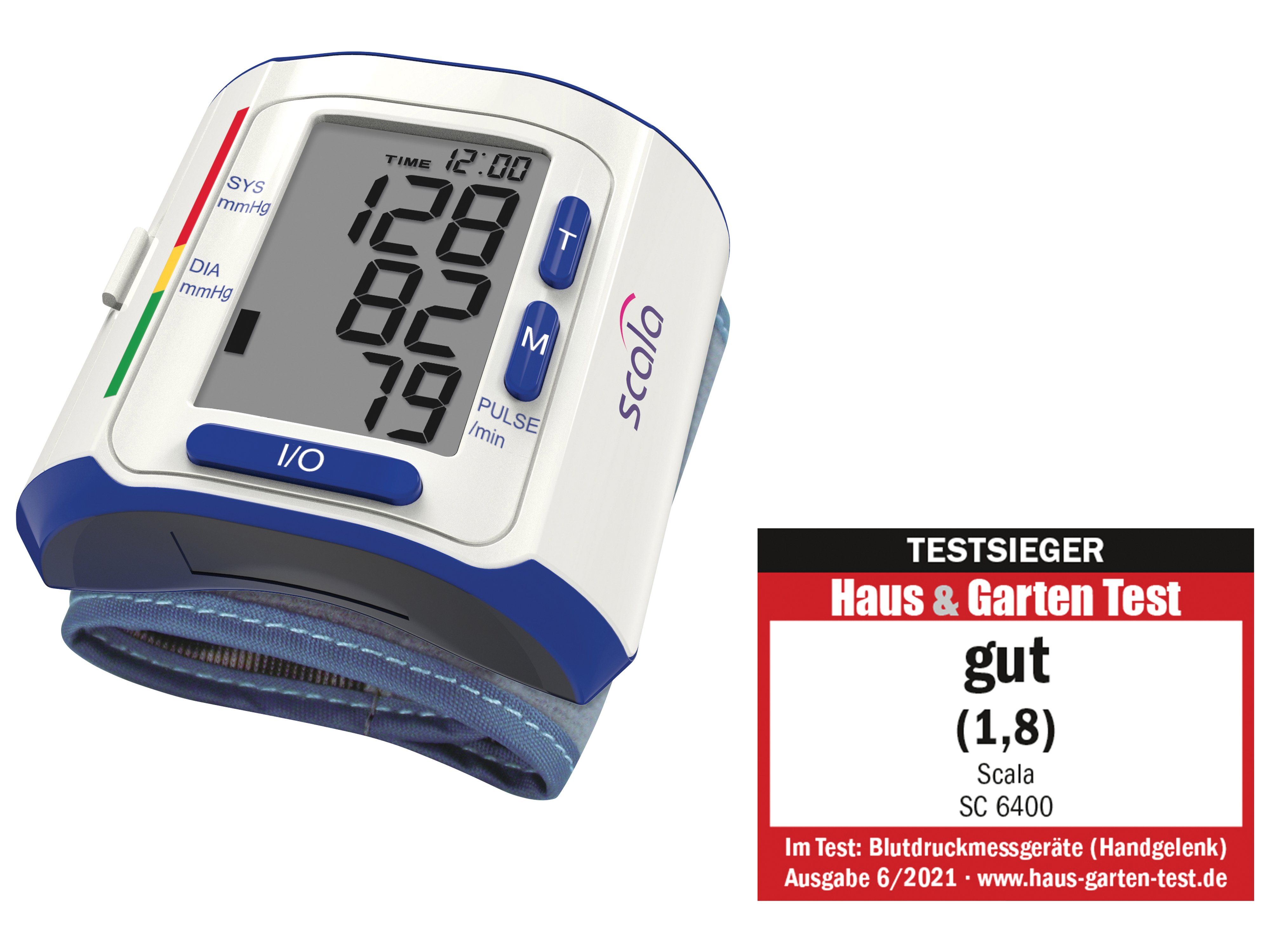 SCALA Handgelenk-Blutdruckmessgerät SC 6400, weiß/blau
