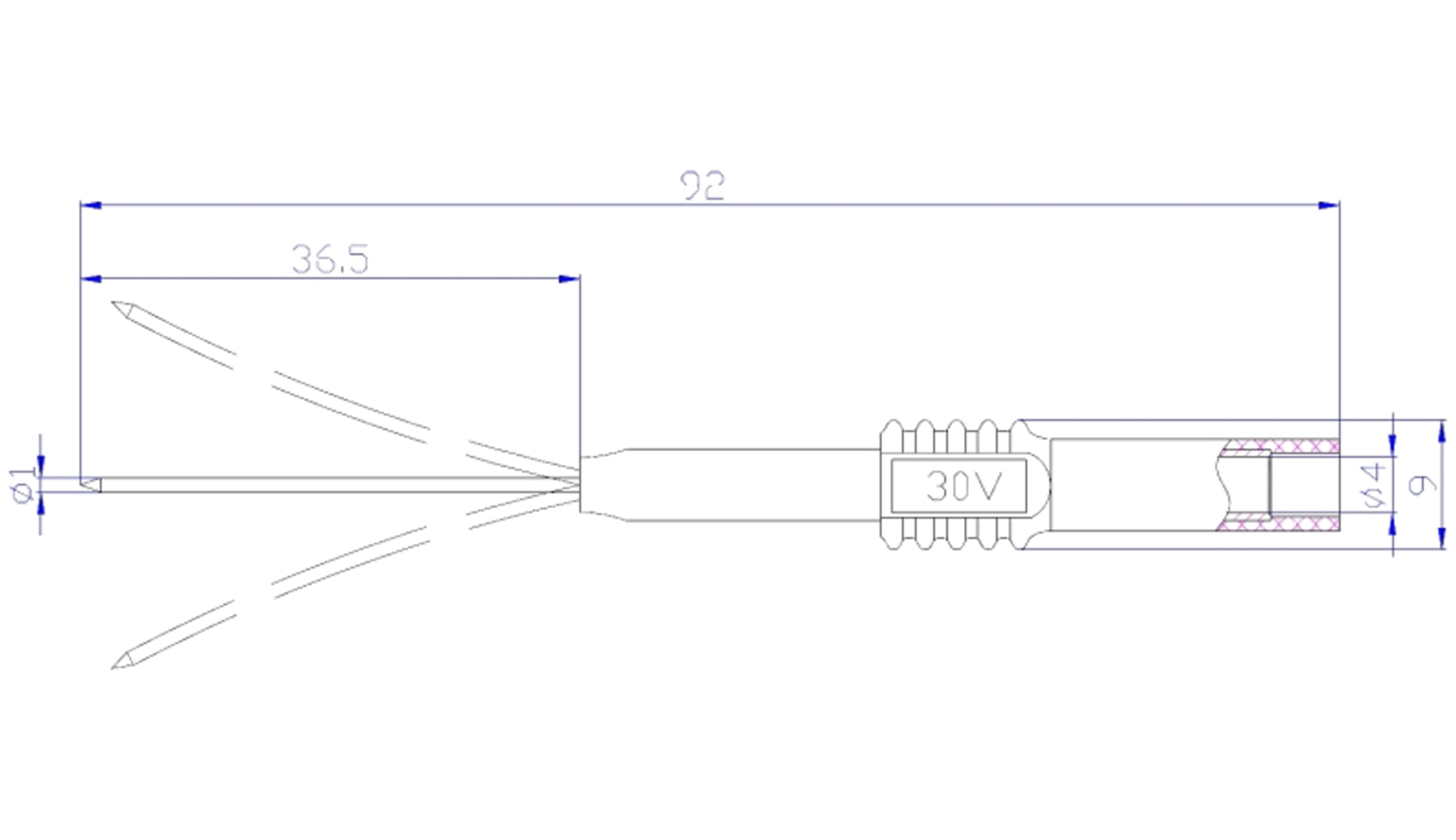 Prüfspitze mit 4 mm Sicherheitsbuchse, flexibel, grau