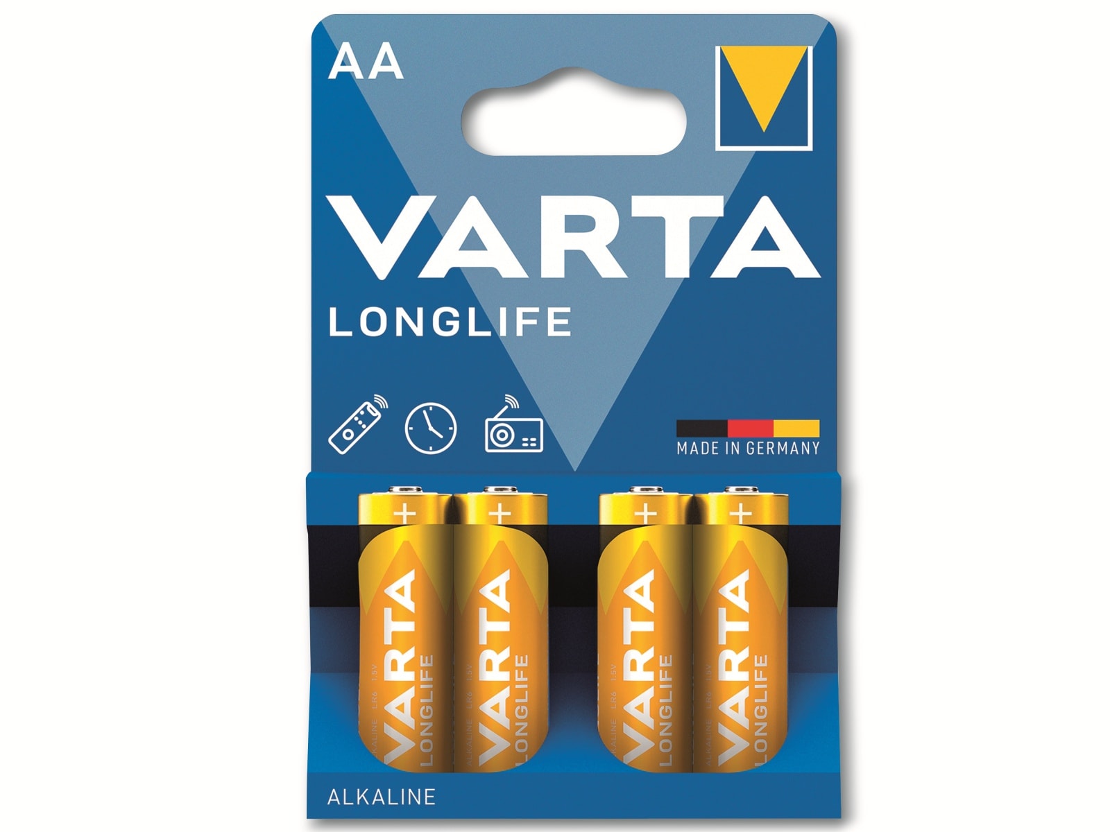 VARTA Batterie Alkaline, Mignon, AA, LR06, 1.5V, Longlife, 4 Stück