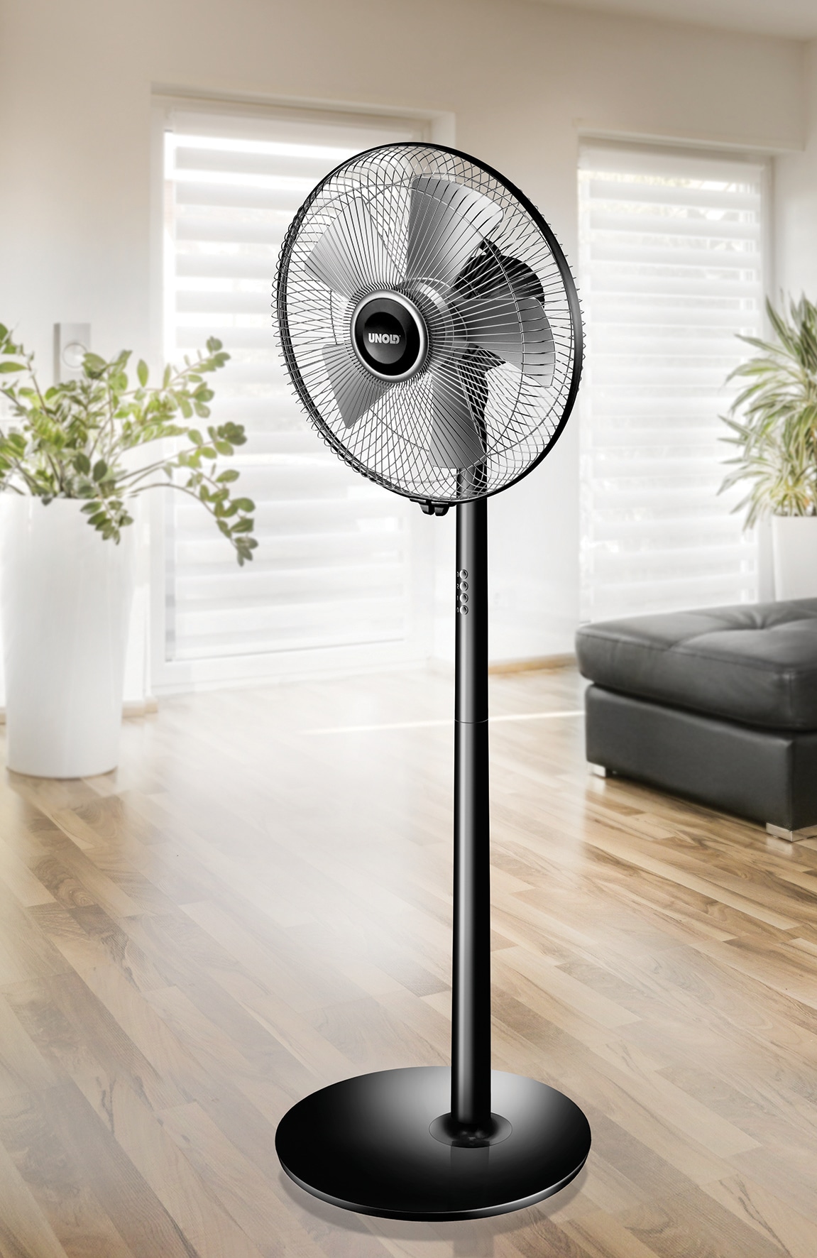 UNOLD Standventilator 86825, Silverline, 50 W, schwarz/silber