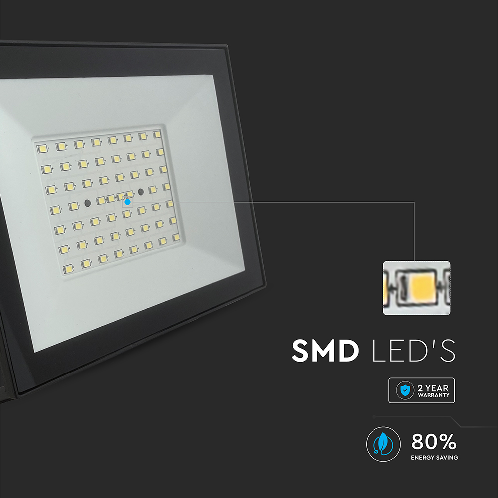 V-TAC LED-Fluter, VT-44054, 50 W, 6500K, EEK: F, 4000 lm, kaltweiß, IP65, schwarz