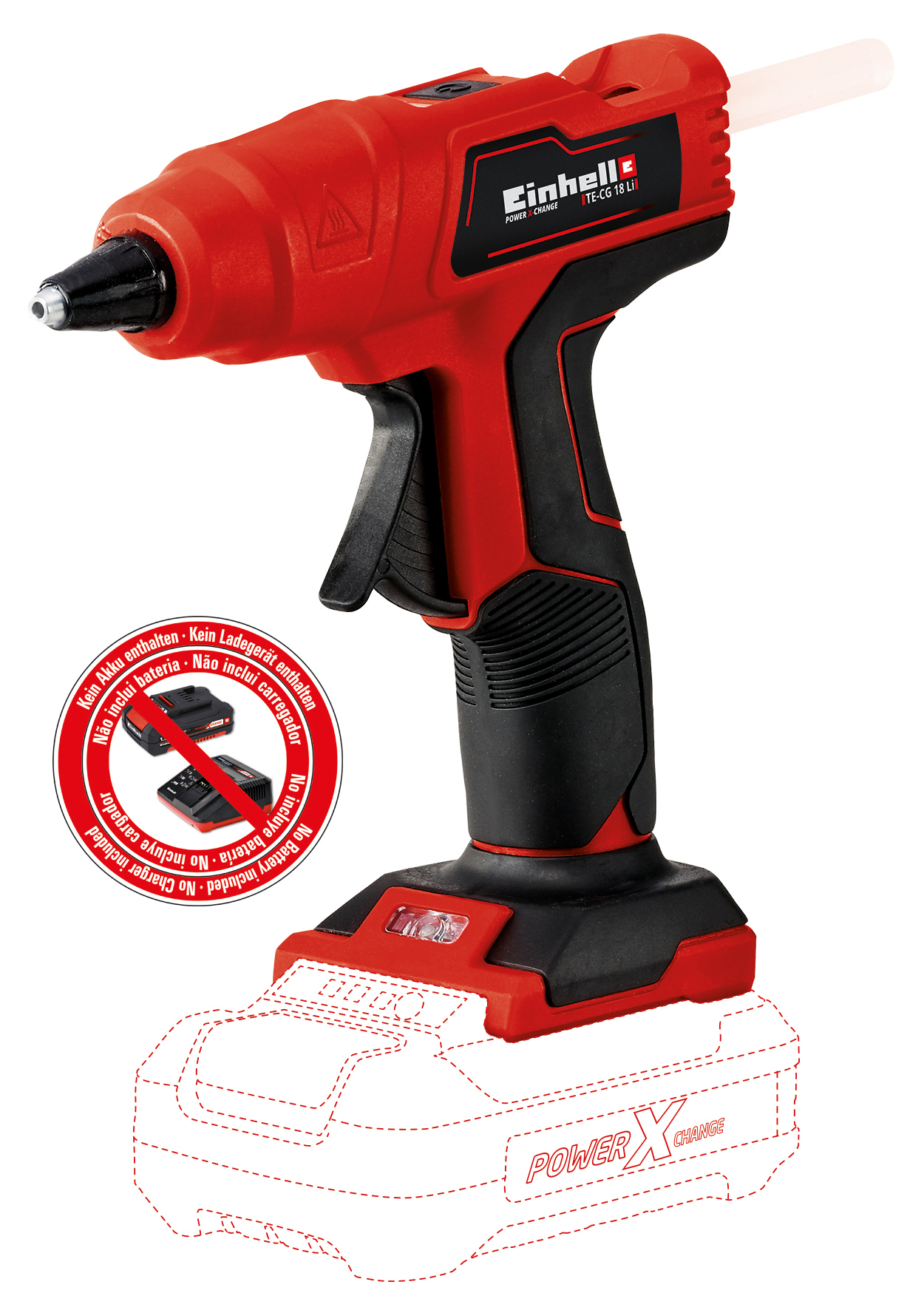 EINHELL Akku-Heißklebepistole TE-CG 18 Li Solo + E-Box Koffer S-F