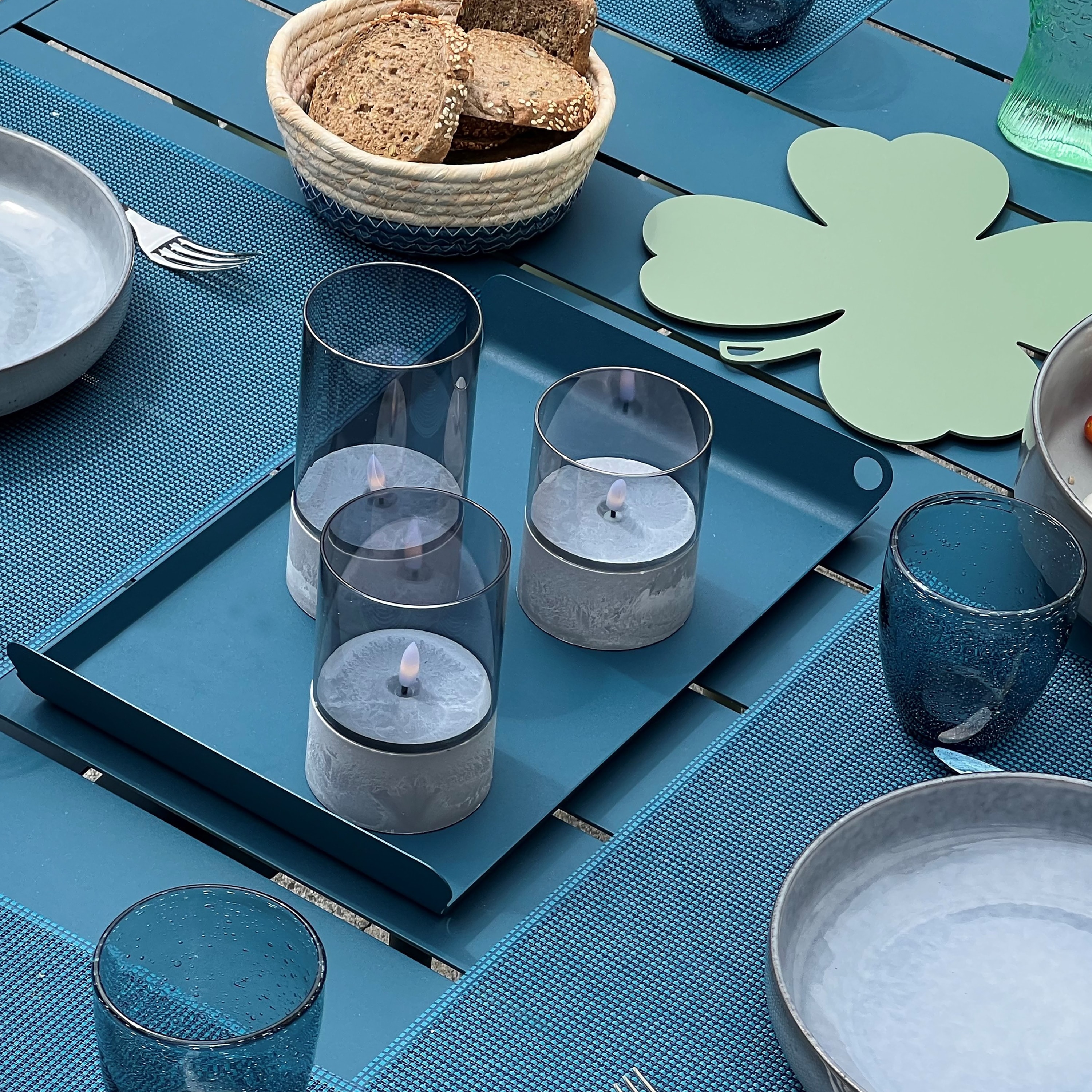 BRILLIANT LED Tischleuchten Kerzen Bougie, grau, rauchglas, 3 Stück