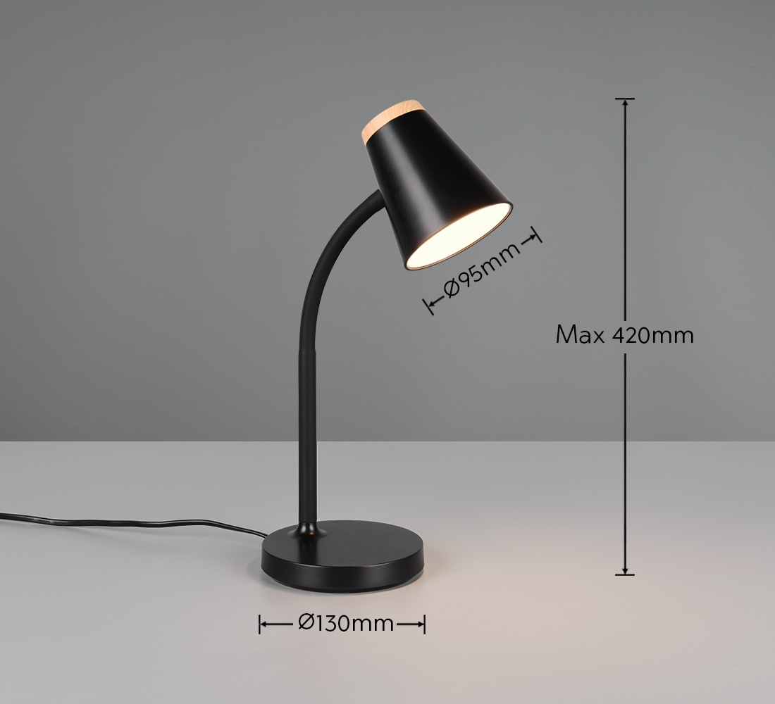 REALITY LED-Tischleuchte PONGO, R55831102, 4,5W, 500lm, 3000K, schwarz