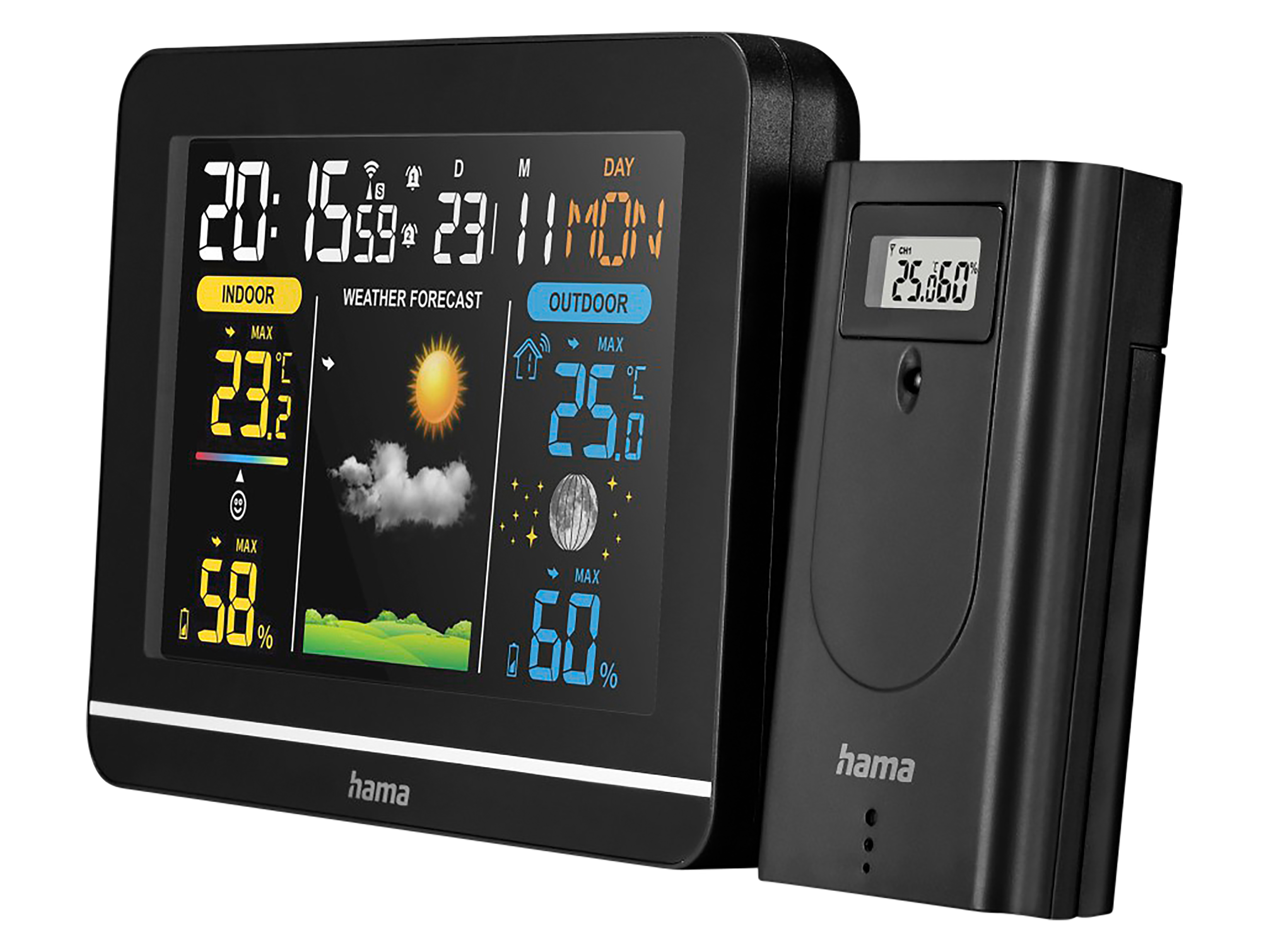 HAMA Digitale Wetterstation Usedom Schwarz, AC, Farbdisplay HAMA Digitale Wetterstation Usedom Schwarz, AC, Farbdisplay