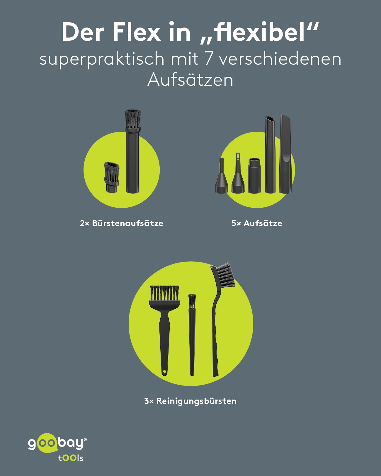 GOOBAY TOOLS Akku-Handstaubsauger, 80 W, mit 10 Aufsätzen, weiß