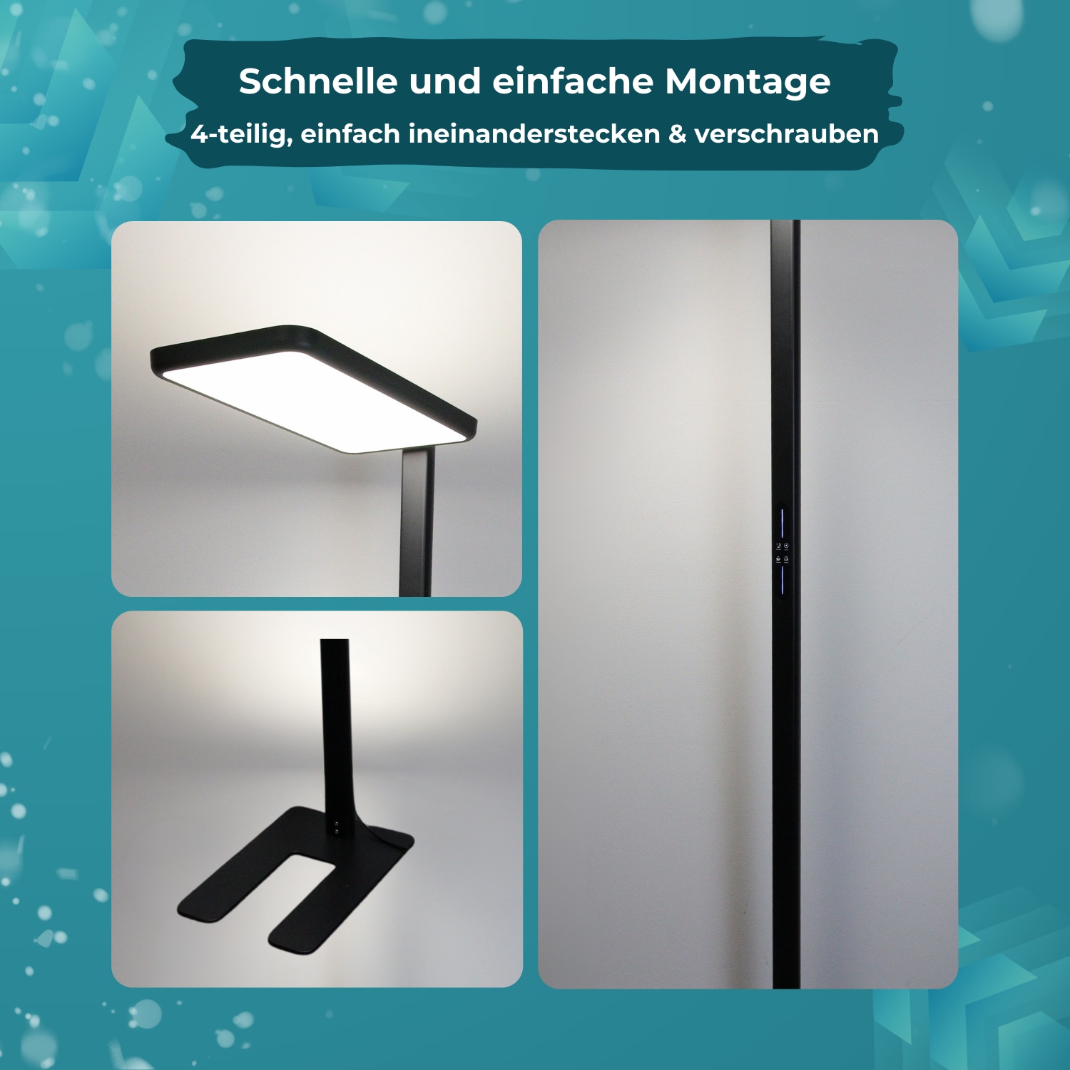 LUXULA LED-Büro-Stehleuchte, EEK: G, 100W, 7000lm, 4000K, schwarz