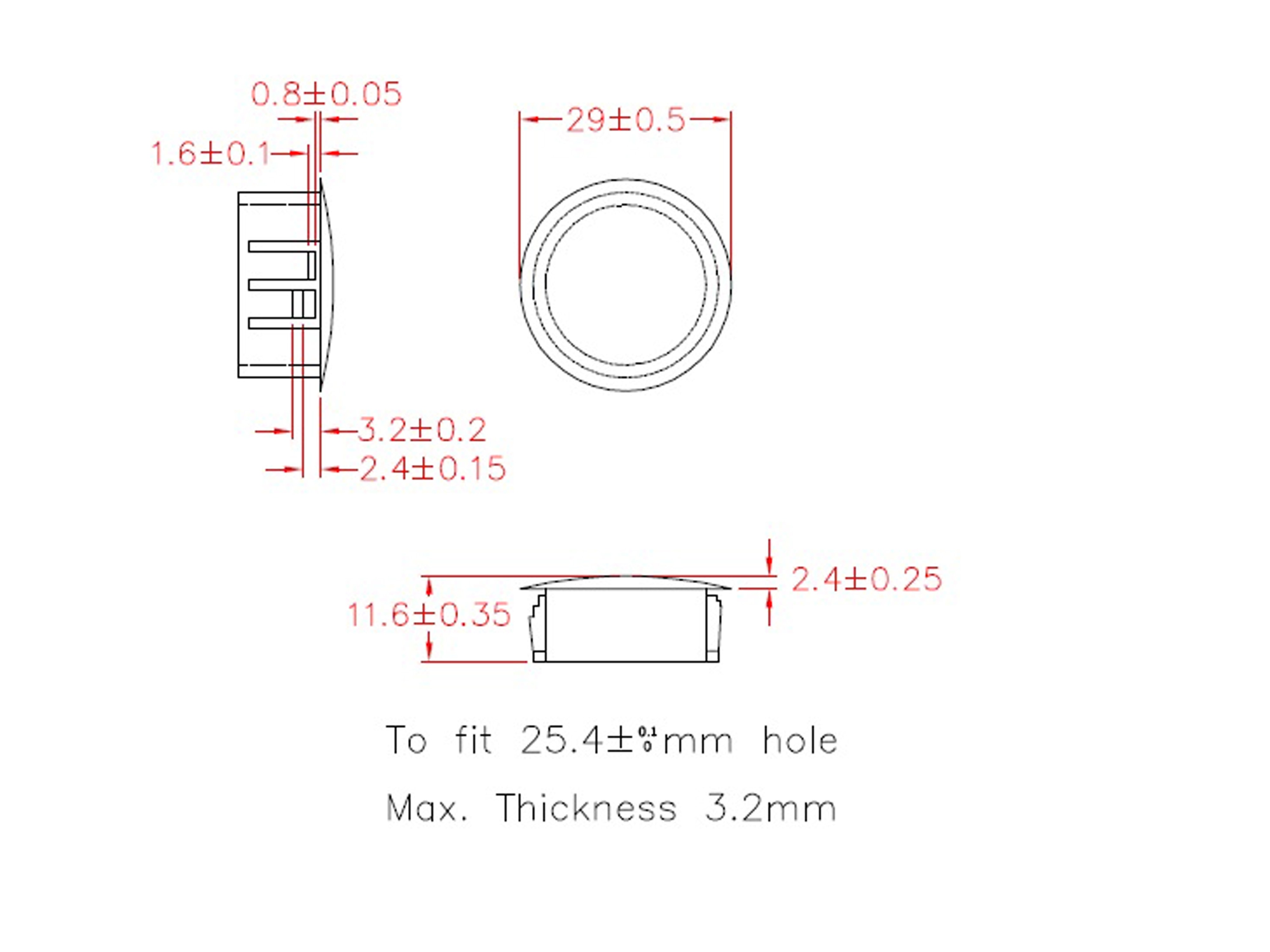 KSS Lochabdeckung Polyamid 6.6, schwarz, für Loch 23,4, Abdeckung-Ø 29, 1 Stück