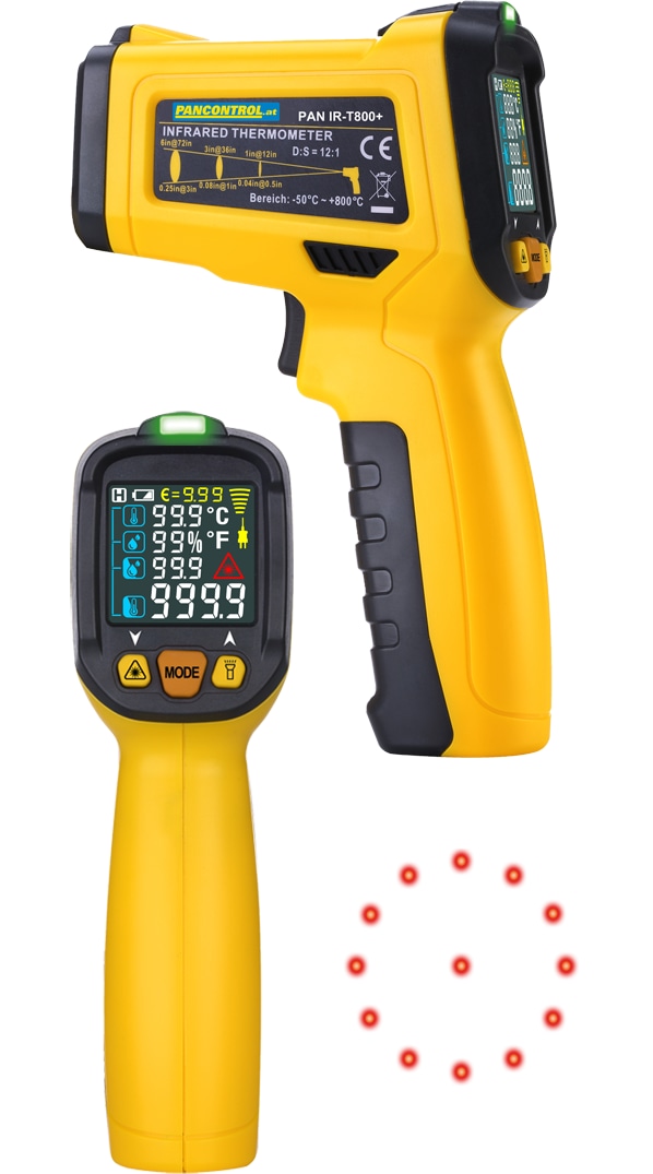 PANCONTROL Infrarot-Thermometer PAN IR-T800+, 12:1, mit Laser-Messkreisanzeige PANCONTROL Infrarot-Thermometer PAN IR-T800+, 12:1, mit Laser-Messkreisanzeige