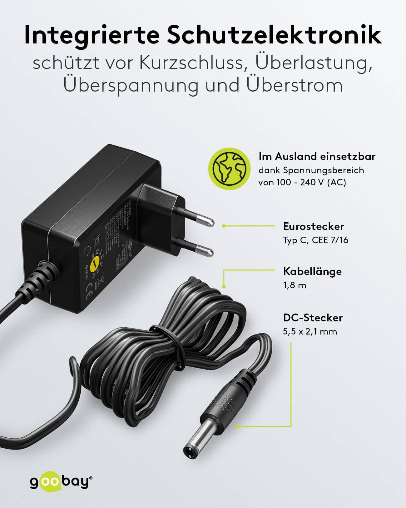 GOOBAY Universal-Netzteil 65592, 3-12V, 3,6W, mit 11 Adaptern GOOBAY Universal-Netzteil 65592, 3-12V, 3,6W, mit 11 Adaptern