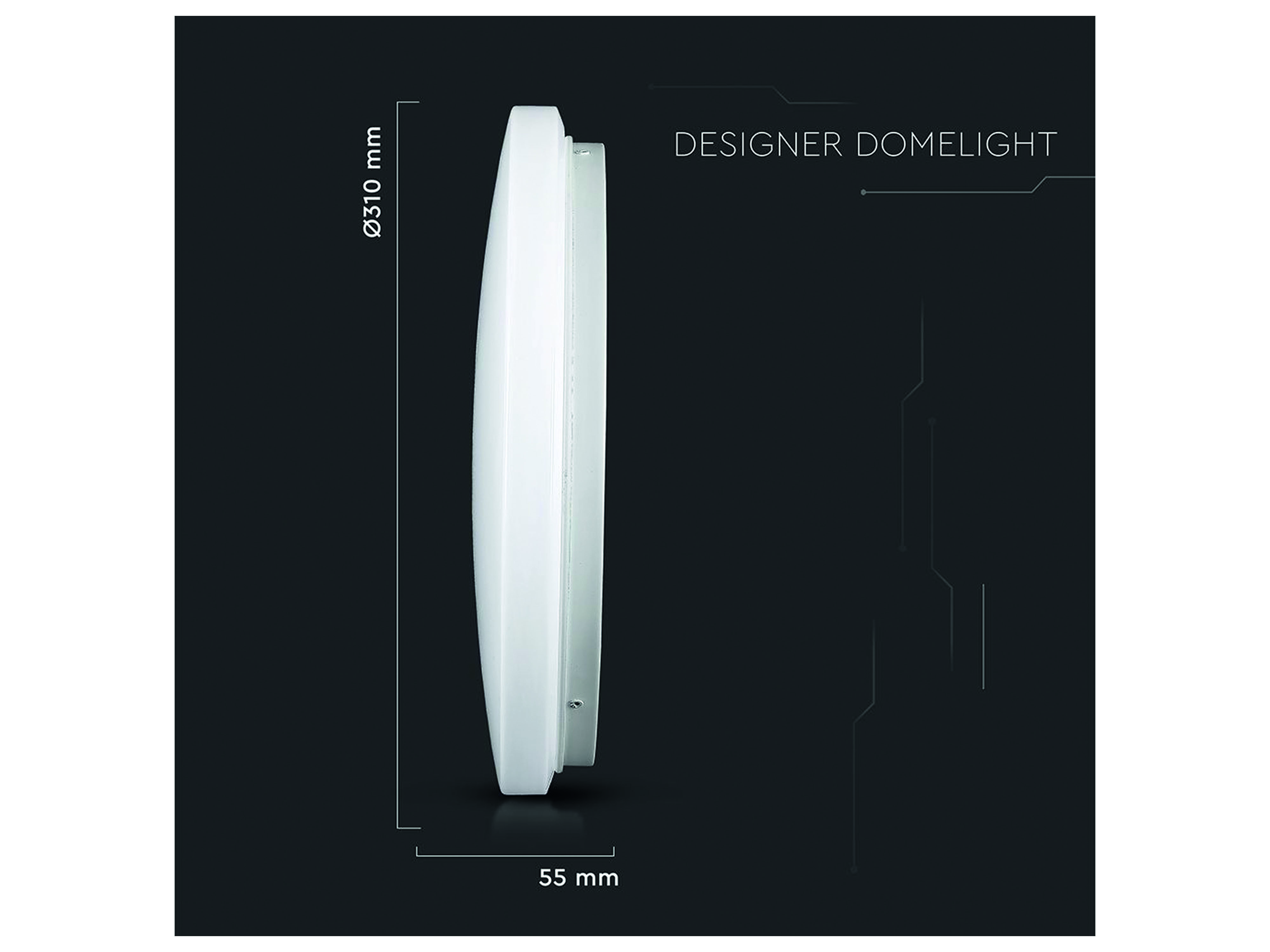 V-TAC LED-Deckenleuchte VT-8418, Kuppel, 310mm, 18W, TW