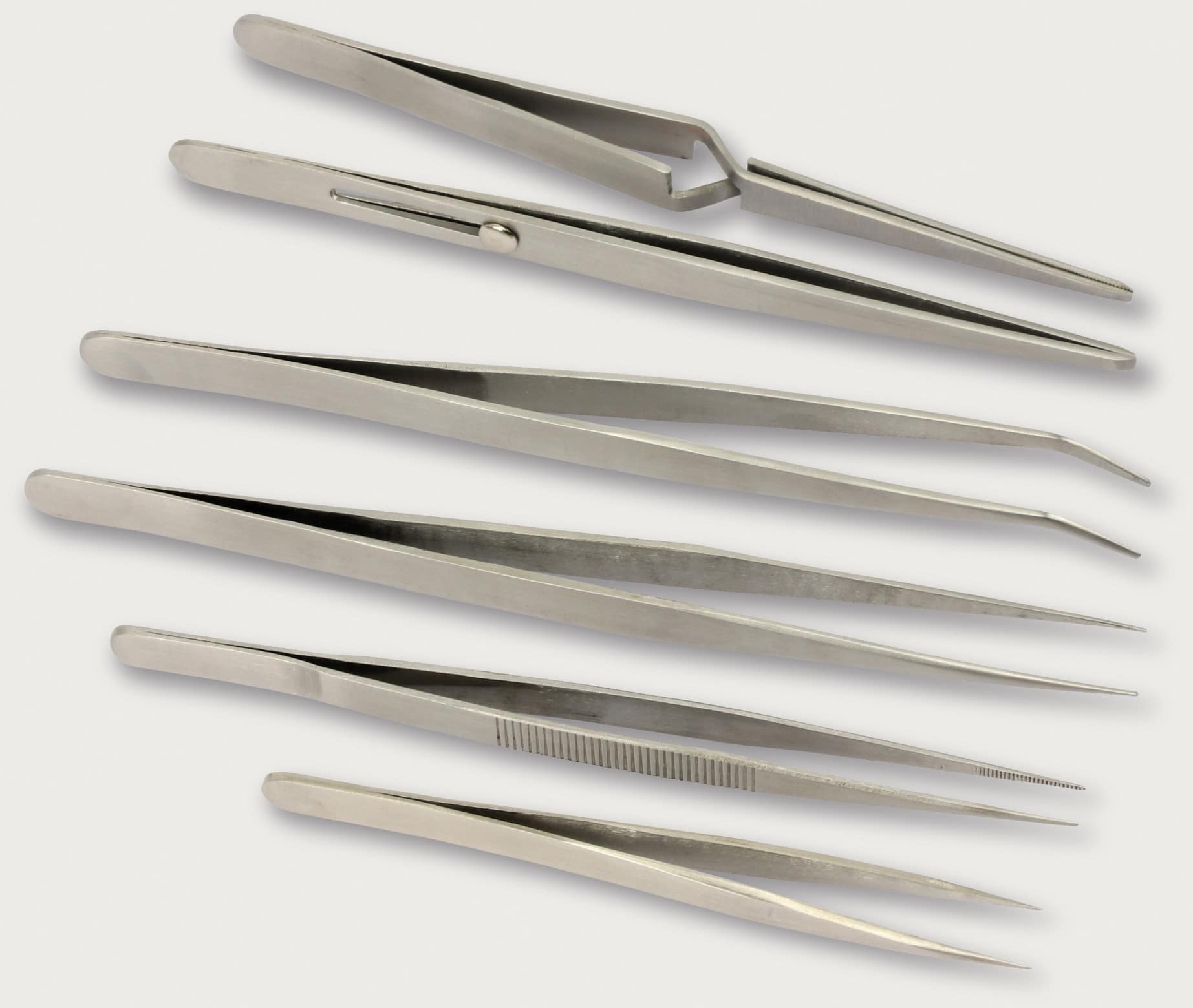 Edelstahl Präzisions-Pinzetten Set, 6 teilig