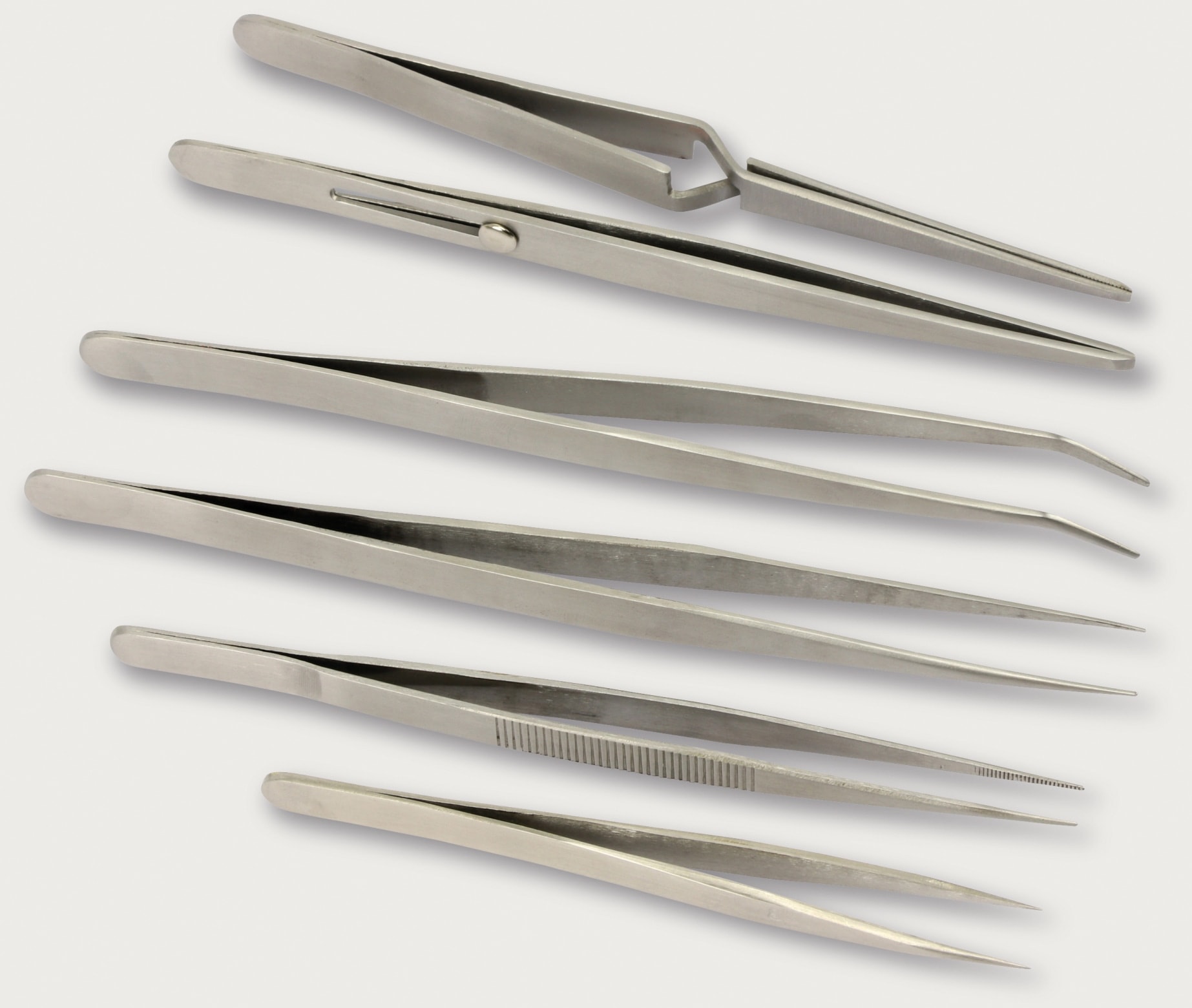 Edelstahl Präzisions-Pinzetten Set, 6 teilig