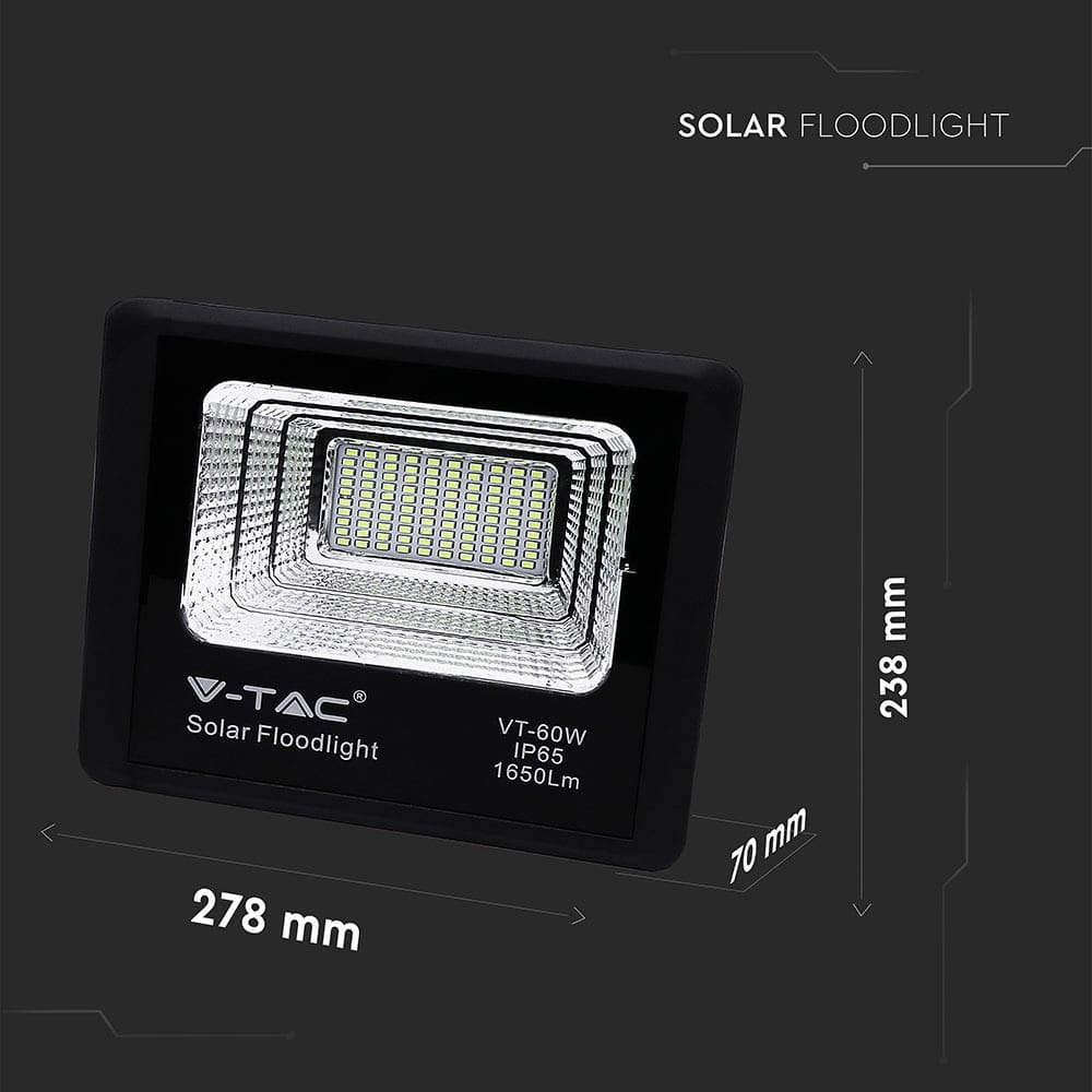 V-TAC Solar LED-Fluter VT-60W, 20 W, 4000 K, mit Panel + Fernbedienung V-TAC Solar LED-Fluter VT-60W, 20 W, 4000 K, mit Panel + Fernbedienung