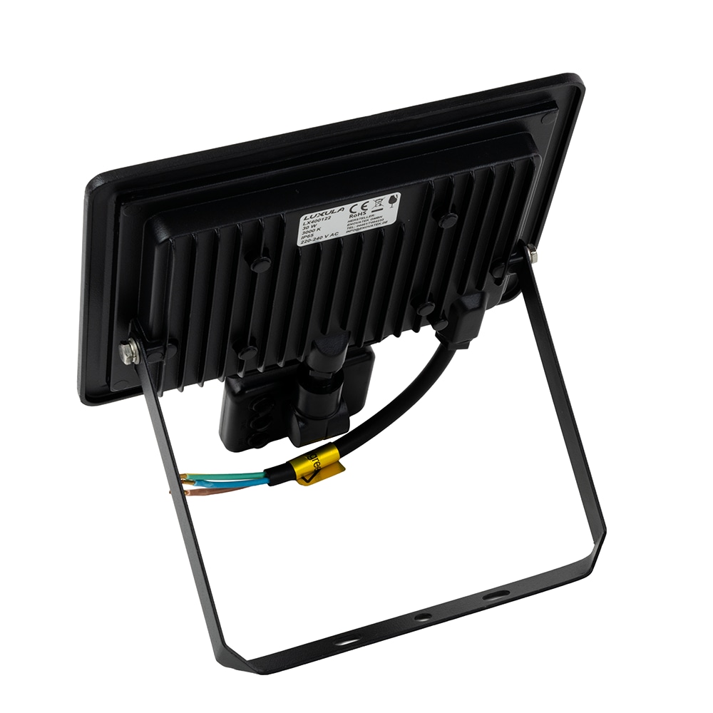 LUXULA LED-Fluter mit Bewegungsmelder, EEK: F, 30W, 3000lm, 3000K, schwarz