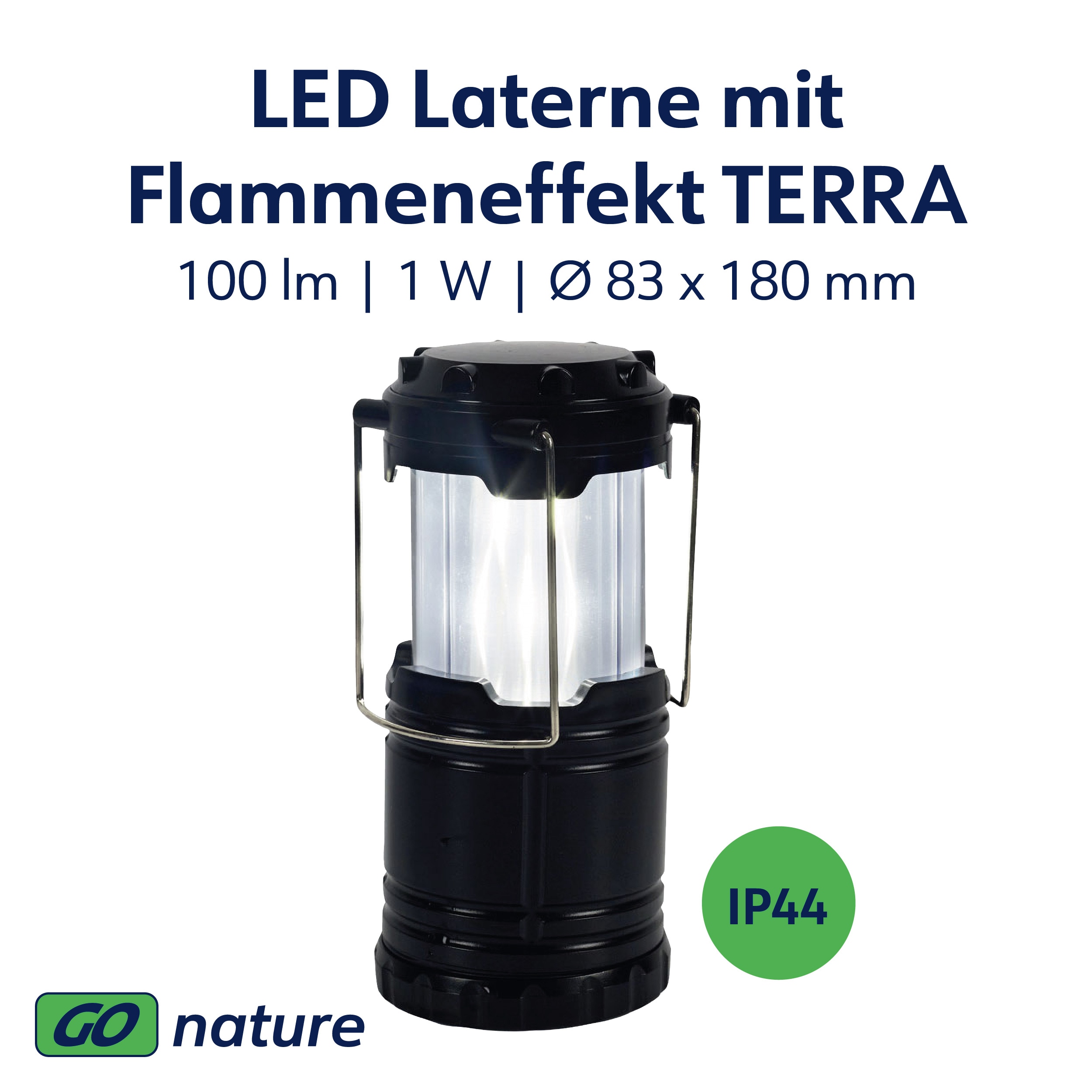 MÜLLER-LICHT LED-Akku-Campingleuchte TERRA, 100lm, batteriebetrieb, schwarz