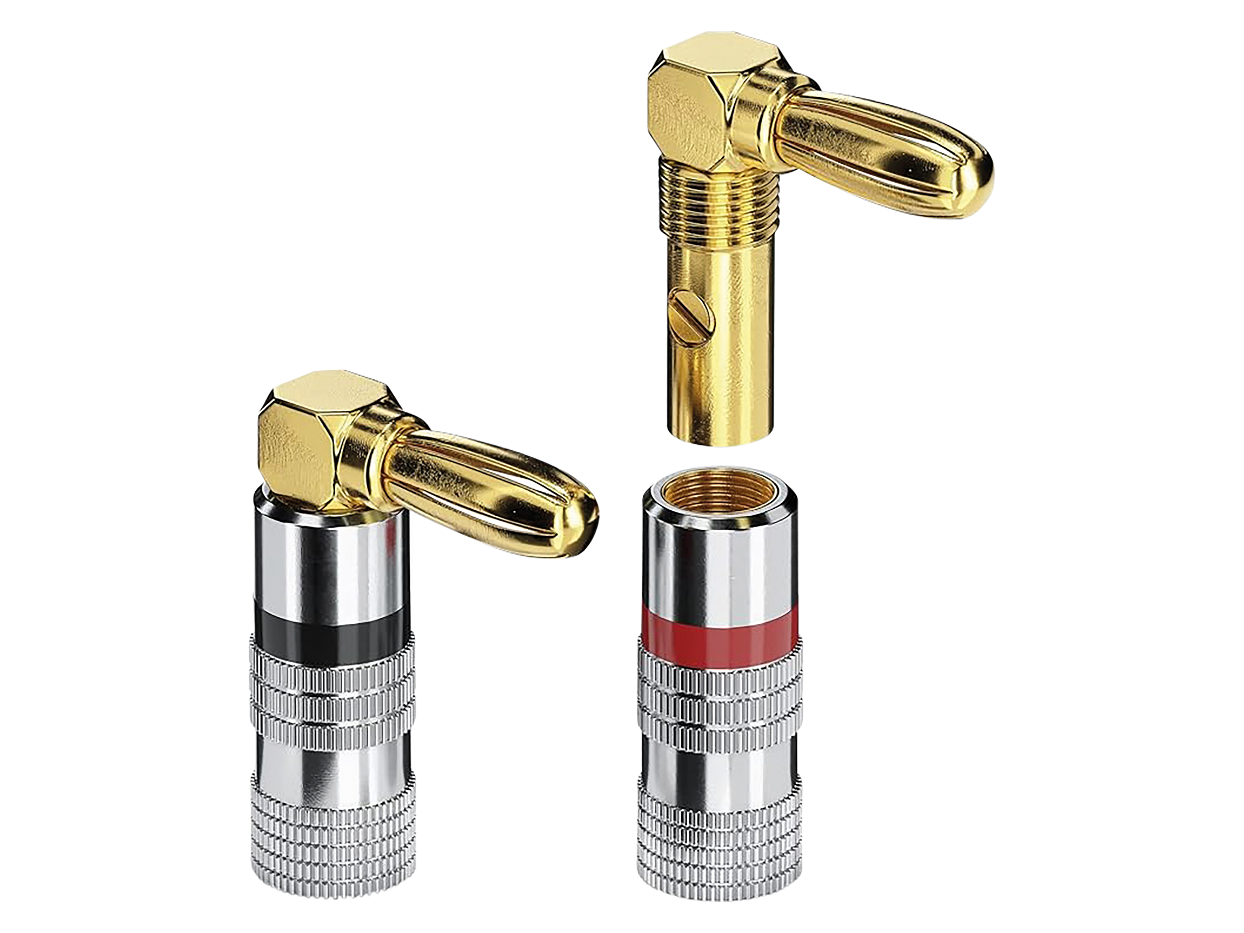 Bananenstecker SONERO S-SC090-08, gewinkelt 90° vergoldet 8er Set