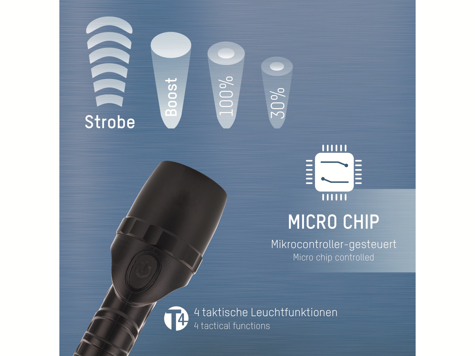 ANSMANN LED-Taschenlampe M900P, 10W, 930 lm, batteriebetrieben