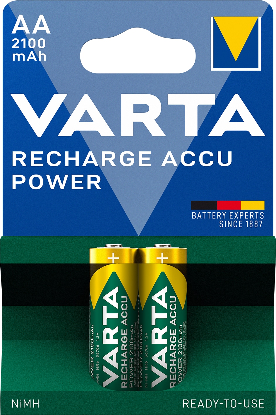VARTA NiMH-Mignon-Akku 56706, 2100 mAh, 2 Stück