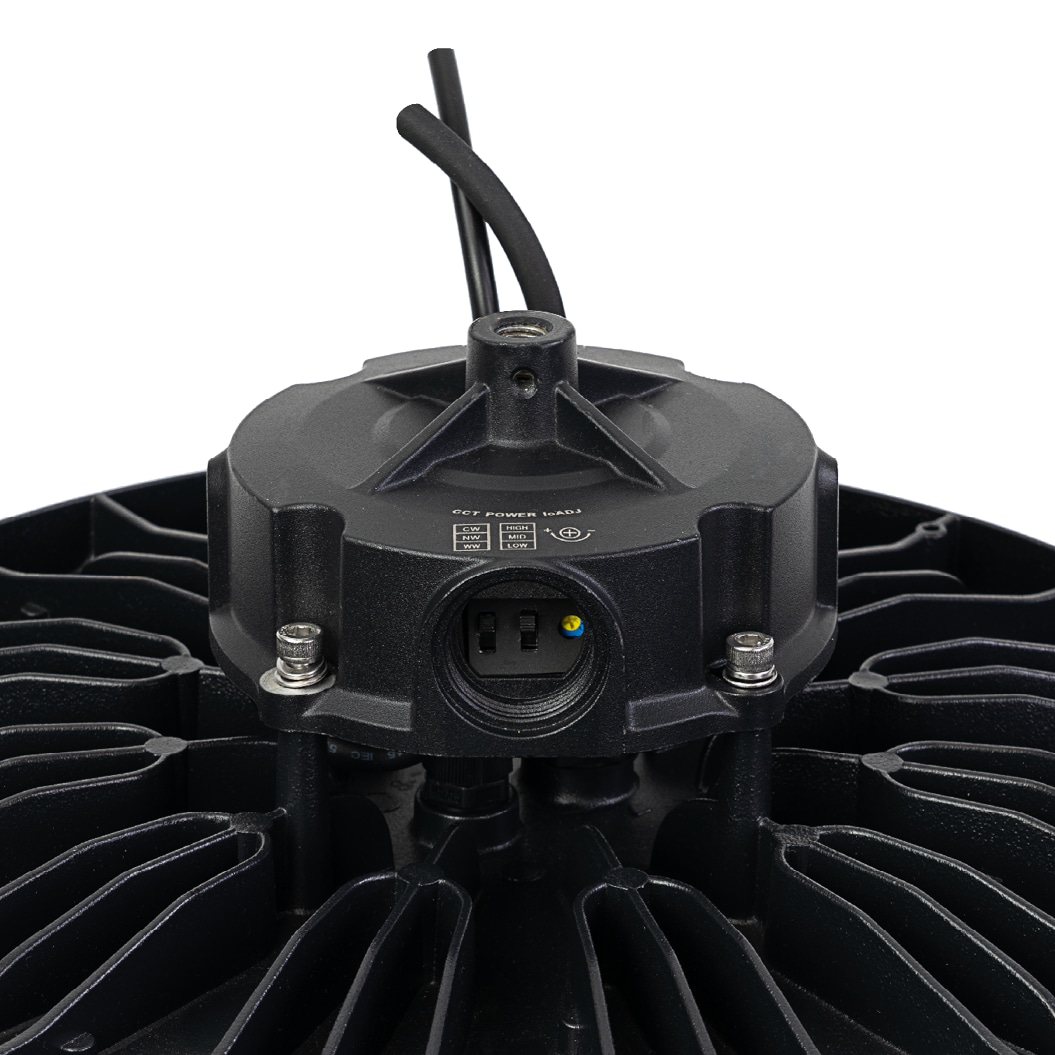 ENOVALITE LED-HighBay-Leuchte, UFO, 120...200 W, CCT, EEK: C, 19200...32000 lm, dimmbar, schwarz