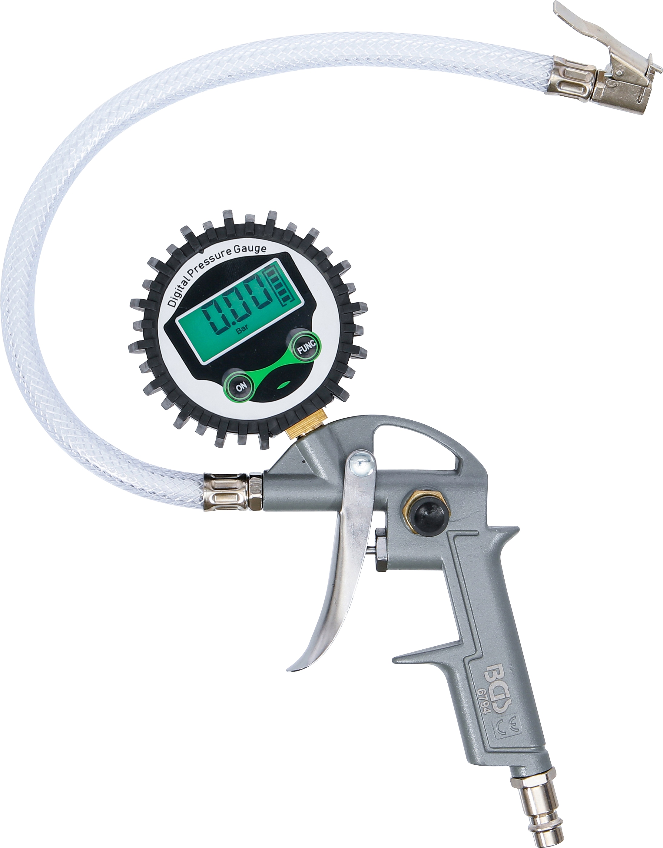 BGS TECHNIC Druckluft-Reifenfüllpistole, digital, 0-8 bar