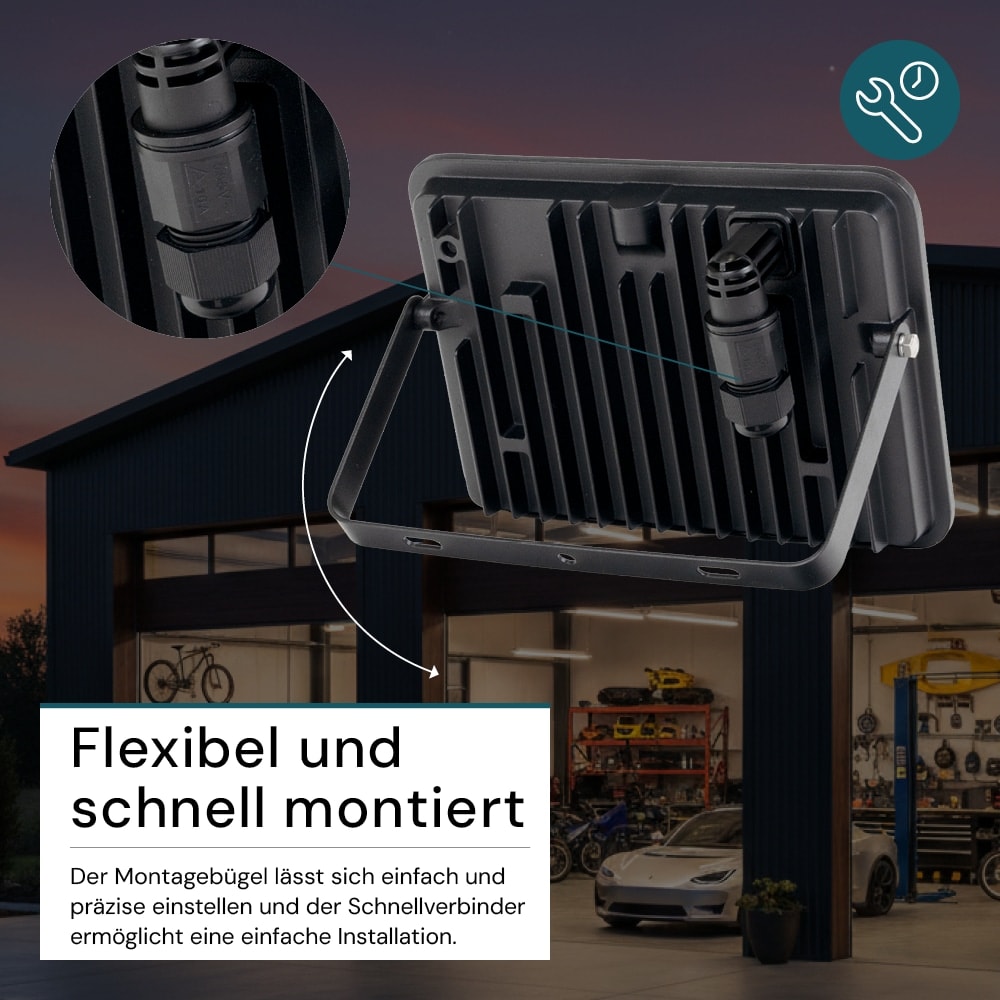 LUXULA LED-Fluter mit Schnellverbinder, EEK: F, 10W, 1000lm, 4000K, schwarz