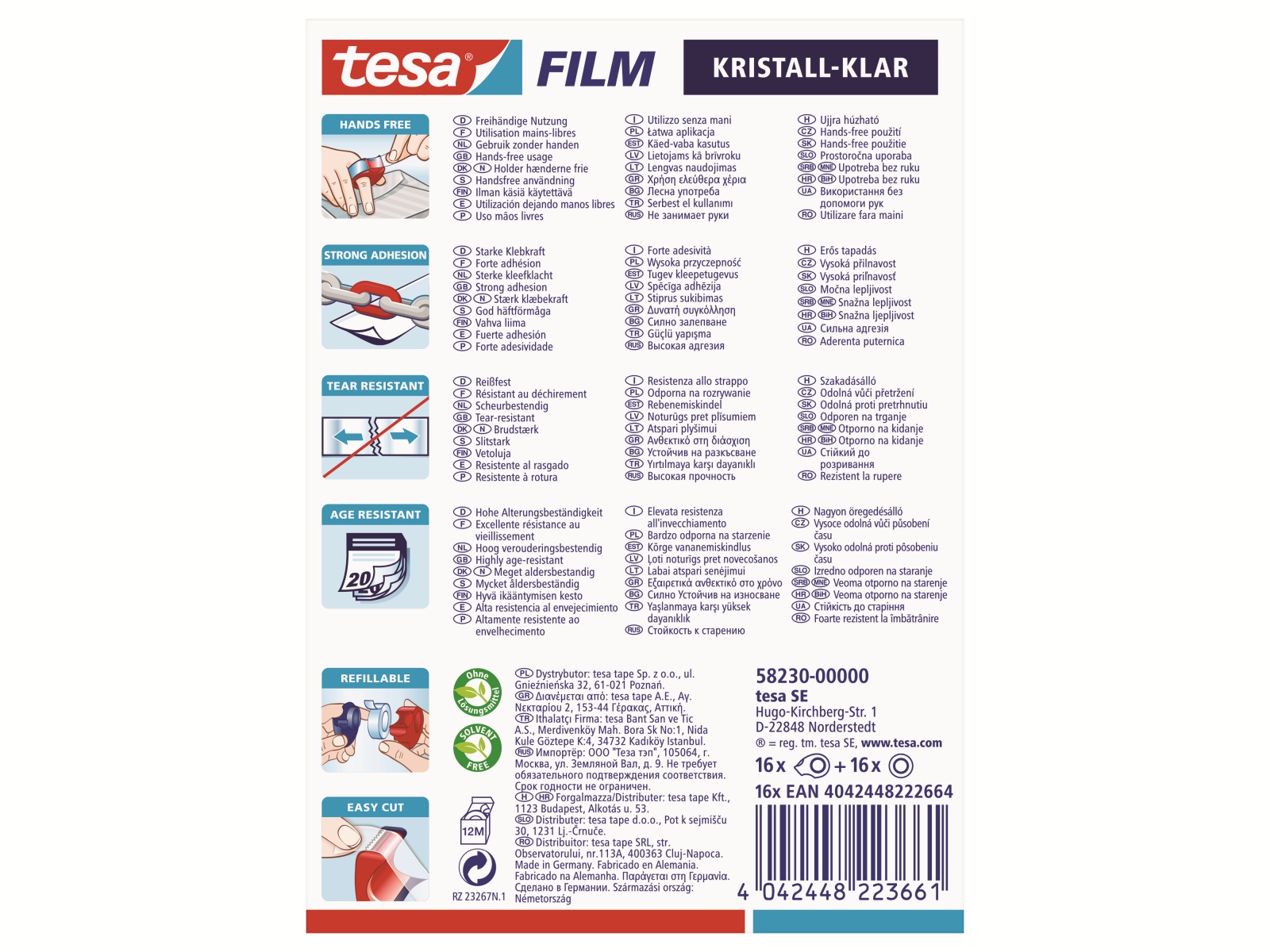 TESA film® Mini Abroller in 4 Farben + film® kristall-klar, 10m:19mm, 58230-00000-02