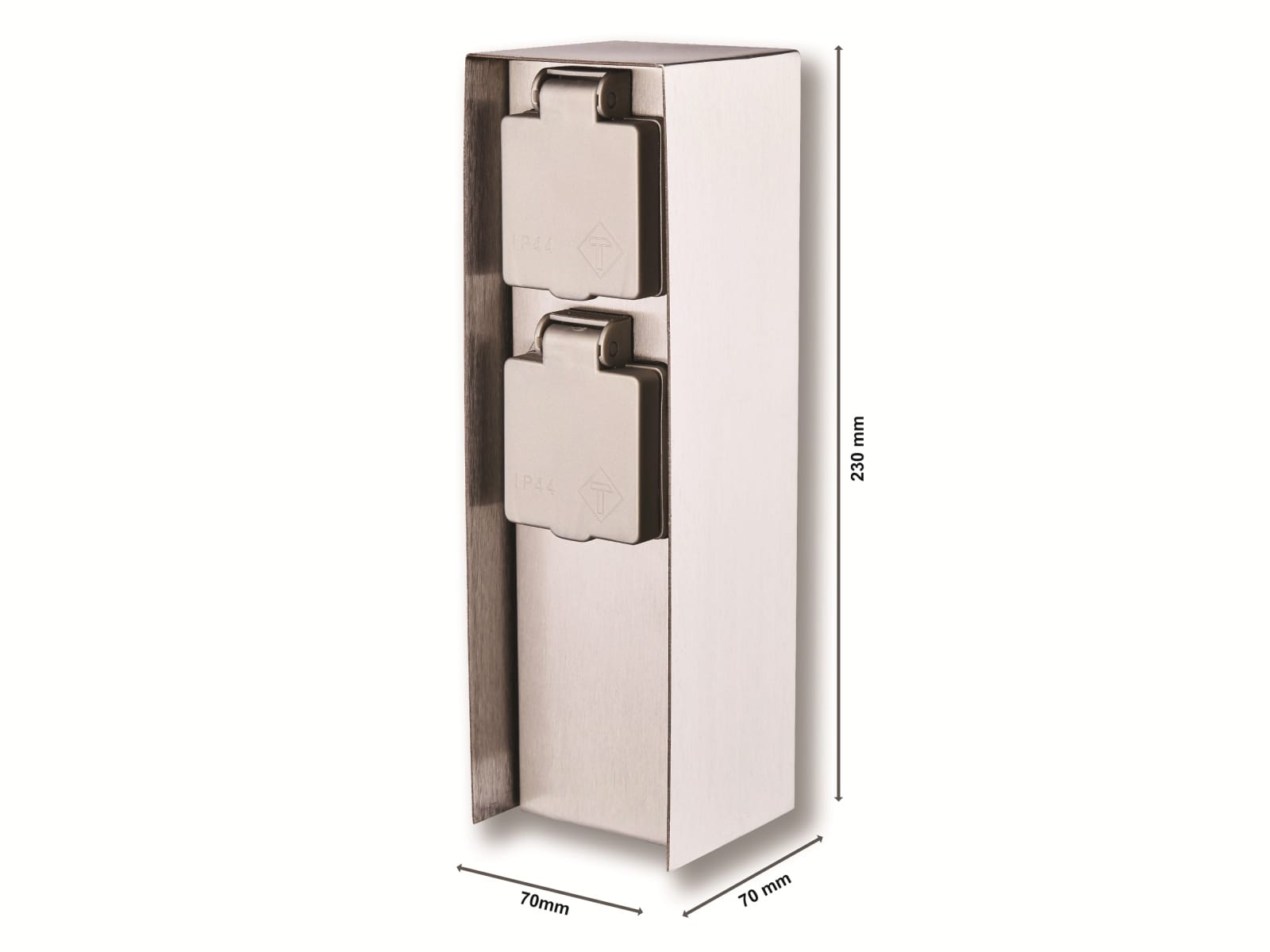 BOLD POWER Steckdosensäule Orio 10043, 2-fach, IP44, Eisen gebürstet BOLD POWER Steckdosensäule Orio 10043, 2-fach, IP44, Eisen gebürstet
